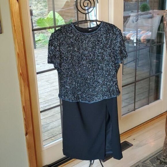 Adrianna Papell Adrianna Papell Boutique Evening Embellished 100% Silk Top & Size XL / US 12-14 / IT 48-50 - 1 Thumbnail