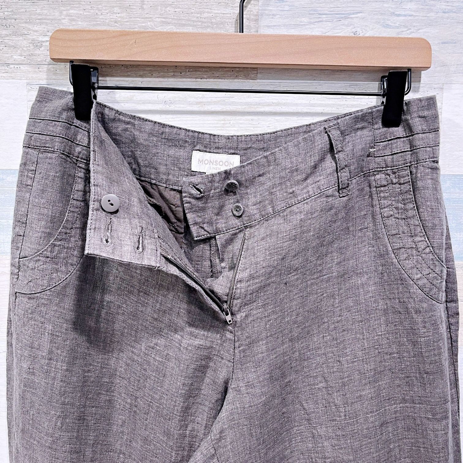 Other Monsoon London Linen Wide Leg Trousers Gray High Rise US 8 Size 30" / US 8 / IT 44 - 3 Thumbnail