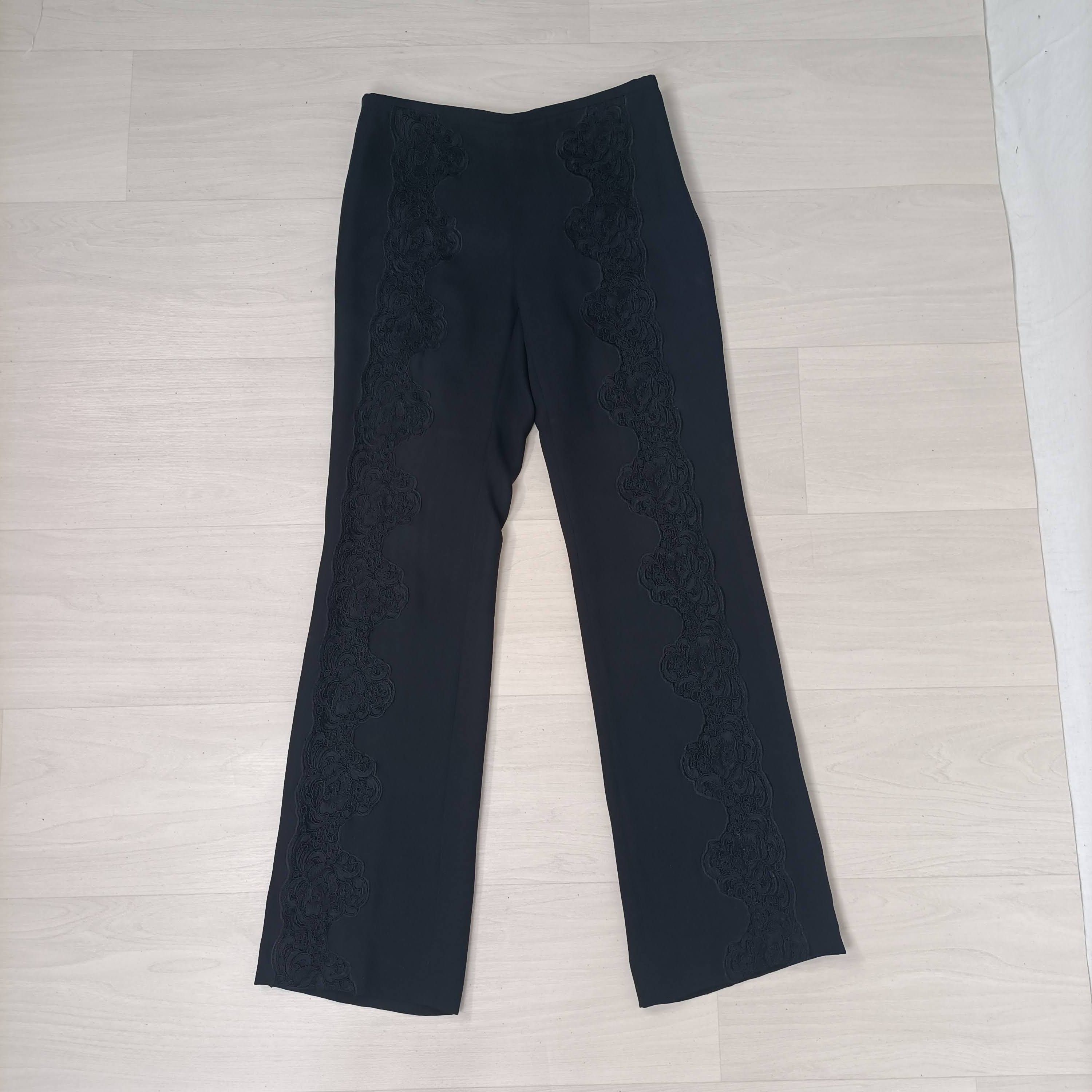 image of Armani Collezioni Lace Black Trousers Armani Vintage, Women's (Size 27)