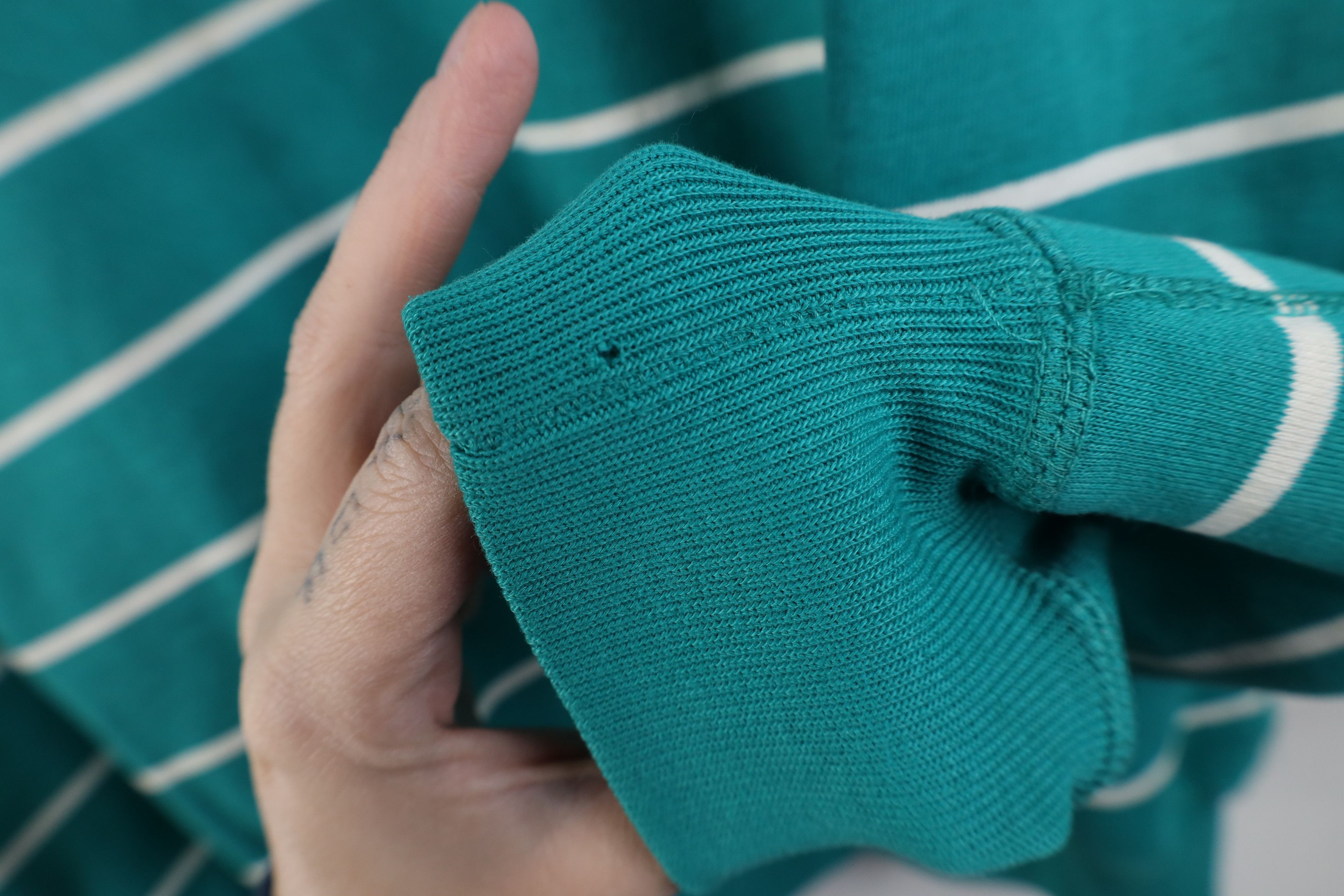 Eddie Bauer Vintage 90s Eddie Bauer Striped Crewneck Sweatshirt Teal Size L / US 10 / IT 46 - 6 Thumbnail