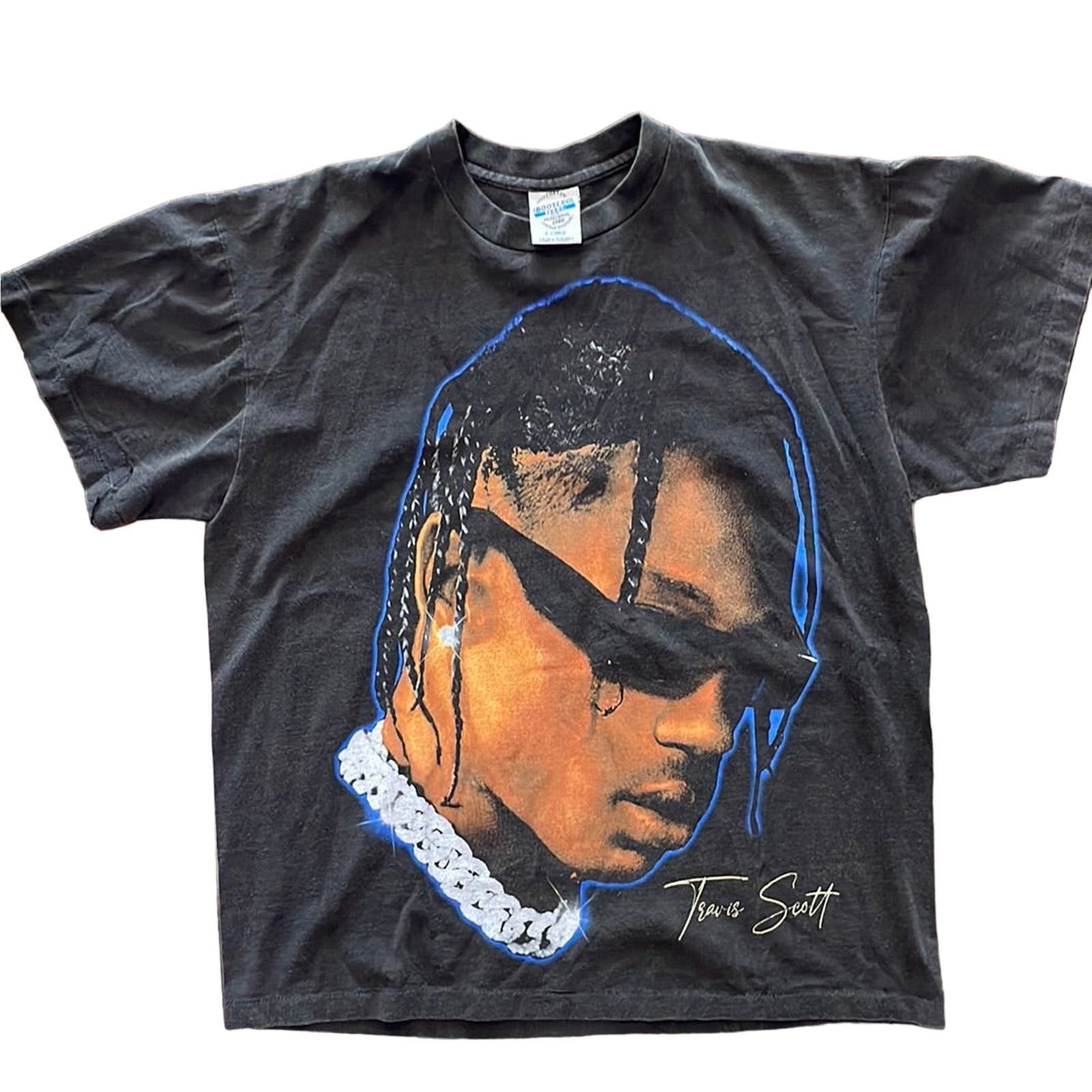 image of Rap Tees Travis Scott Big Hit Bootleg Tee XL in Grey, Men's