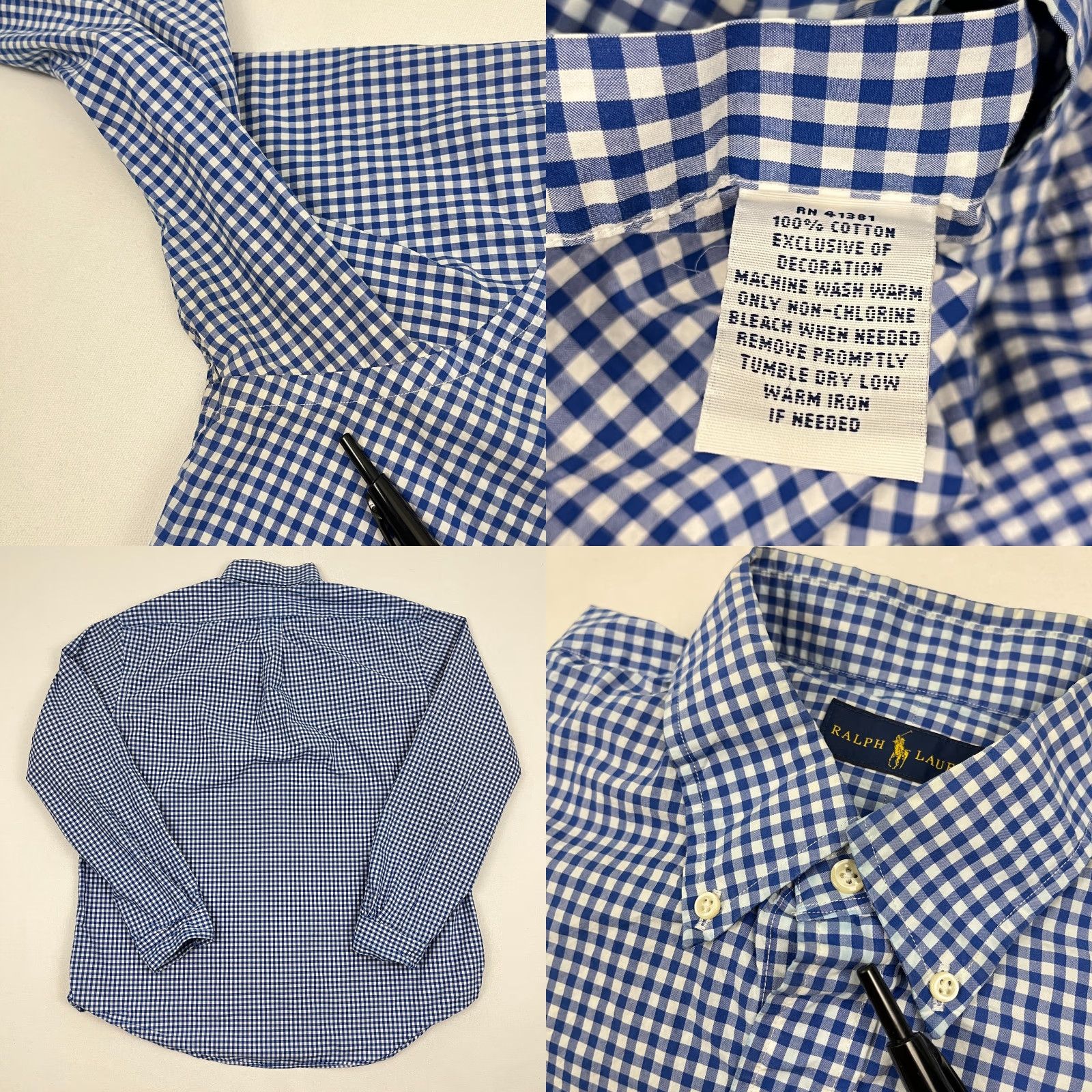 Ralph Lauren Ralph Lauren Shirt Mens XL White Blue Gingham Check Button-Down Pony Shirt Boys? Size 46R - 8 Thumbnail
