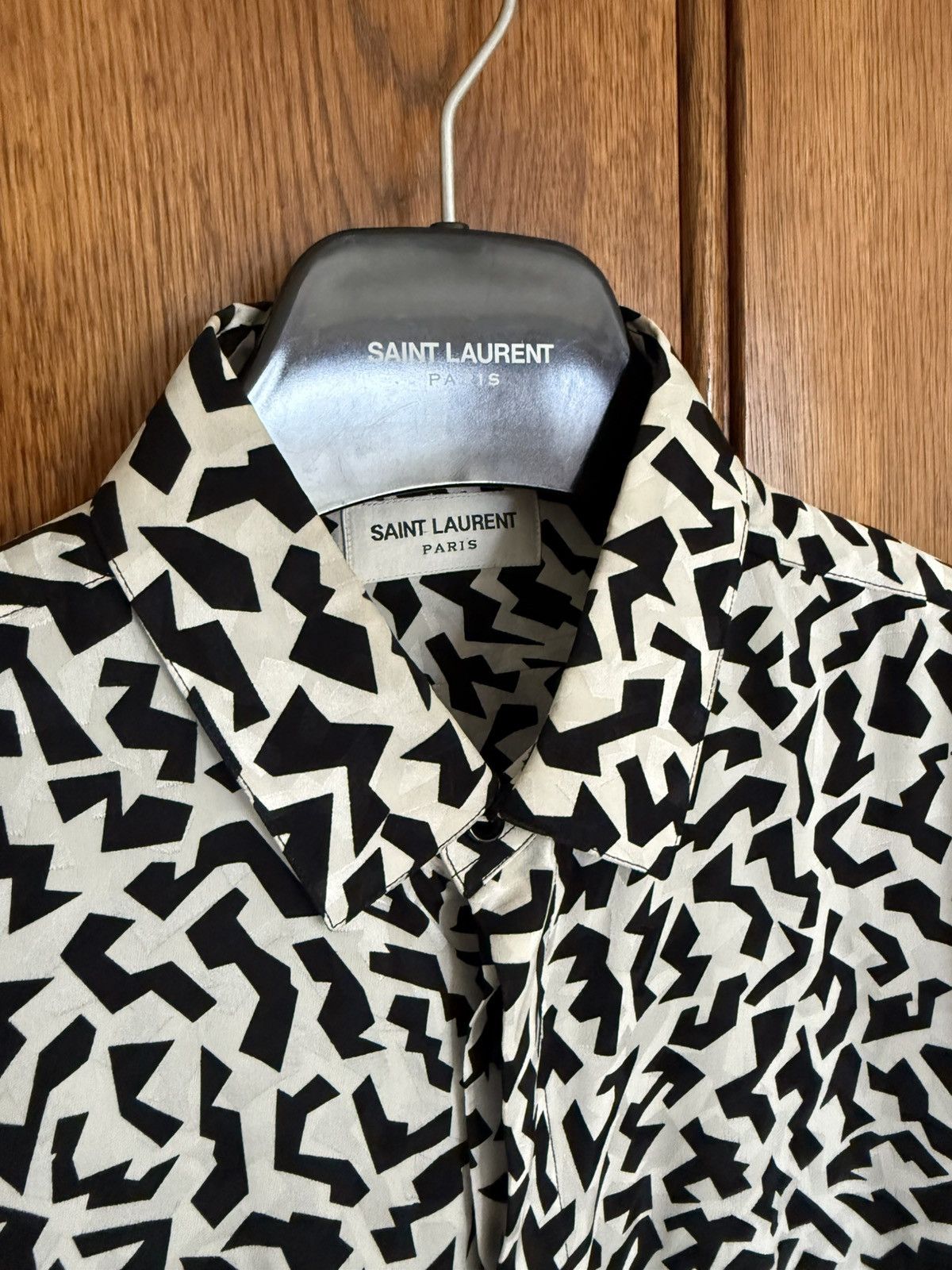 Saint Laurent Paris FW21 Saint Laurent silk geometric black white shirt grail Size US L / EU 52-54 / 3 - 16 Thumbnail