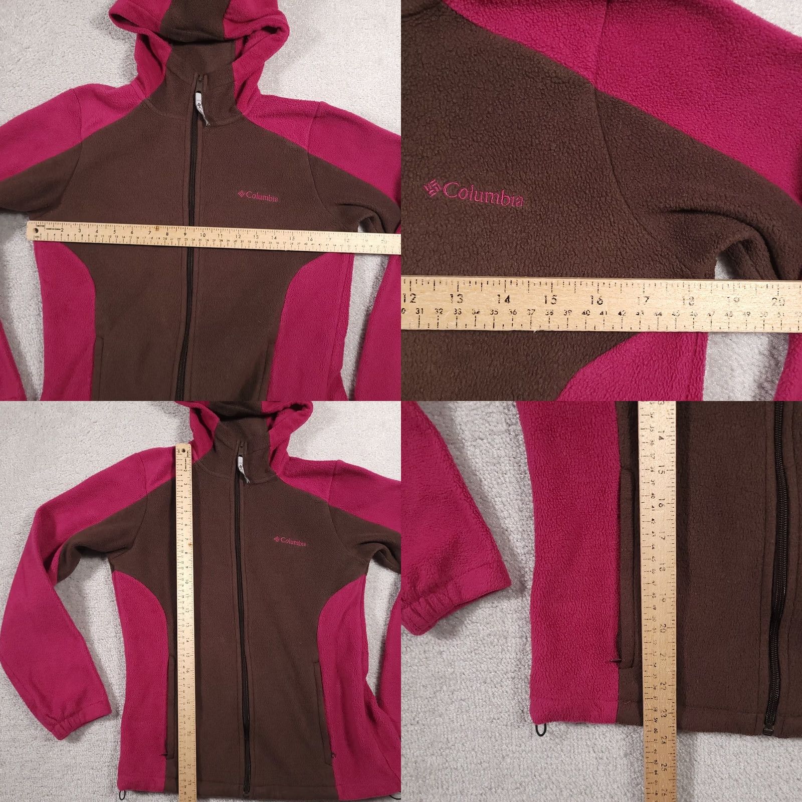 Pinko Columbia Hoodie Womens Medium Brown Pink Colorblock Full Zip Sweatshirt Jacket Size M / US 6-8 / IT 42-44 - 8 Thumbnail