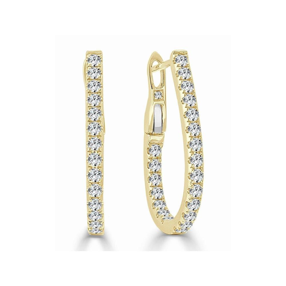 Other Diamond Pear Shape Hoop Earrings in 14K Yellow Gold Size ONE SIZE - 1 Thumbnail