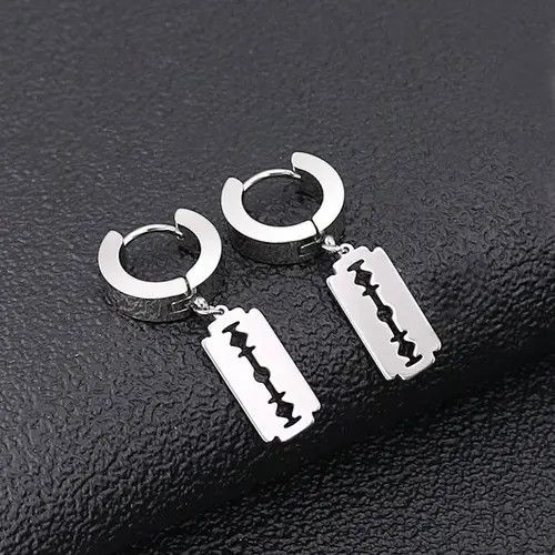 Other Titanium Steel Razor Blade Shape Dangle Drop Earrings Size ONE SIZE - 1 Thumbnail