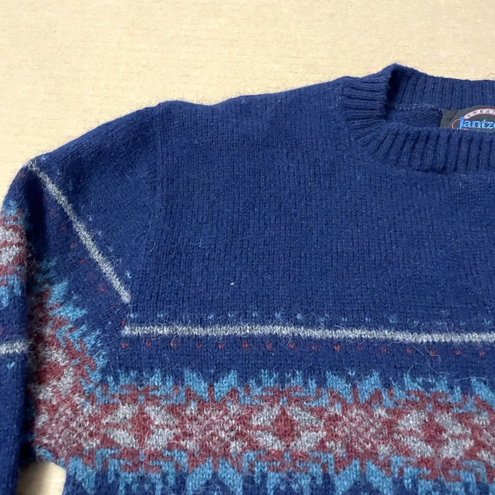 Jantzen VINTAGE Jantzen Sweater Womens Medium Blue Pullover Geometric Knit 90s Ladies Size M / US 6-8 / IT 42-44 - 7 Thumbnail