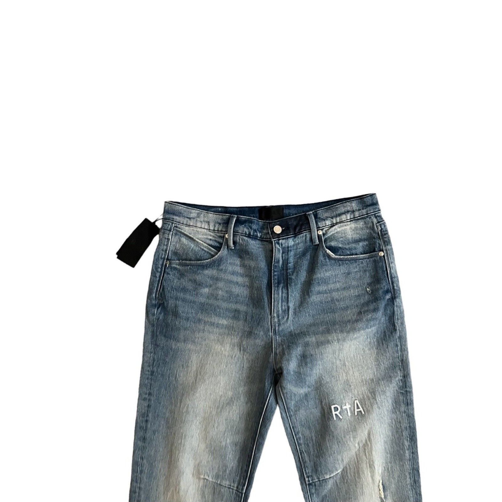Rta RtA Mens Denis Faded Flared Skinny Jeans Blue Size 34/32 Size US 34 / EU 50 - 2 Thumbnail