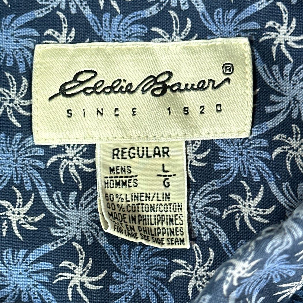 Eddie Bauer VINTAGE Eddie Bauer Shirt Adult LARGE Blue Linen Blend Pinwheel Oversized Y2K Size US L / EU 52-54 / 3 - 6 Thumbnail