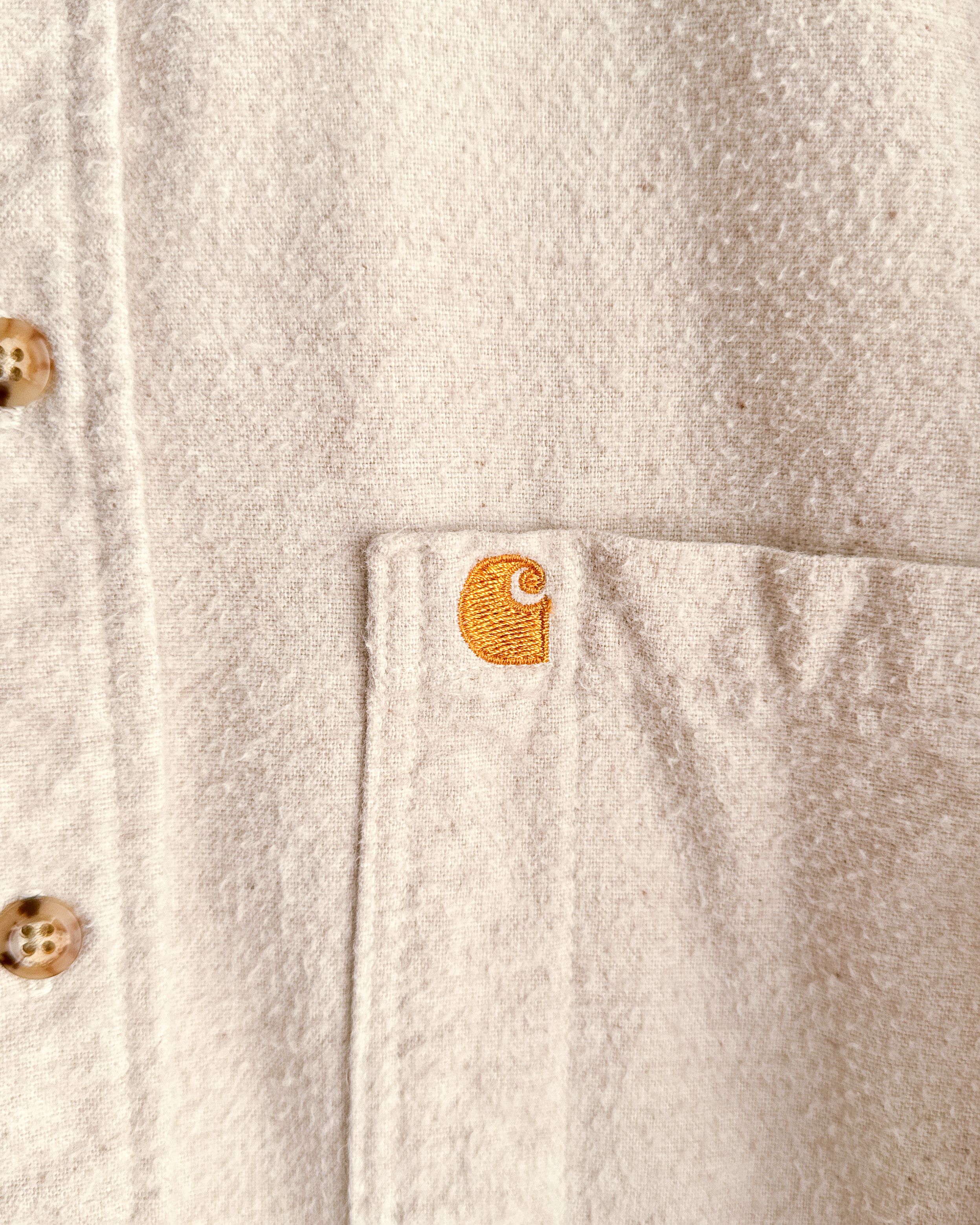 Carhartt Vintage 90s Carhartt Chamois Cotton Flannel Shirt Beige XL Size US XL / EU 56 / 4 - 3 Thumbnail