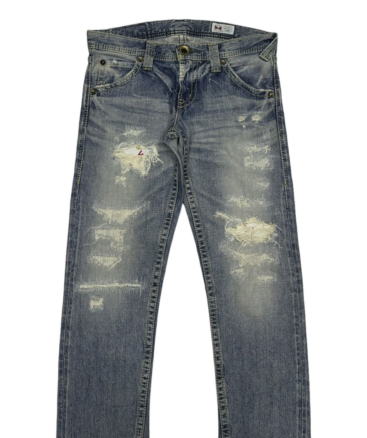 If Six Was Nine Vintage Flare Jeans Japan Rodeo Crown Distressed Denim Size 31" - 6 Thumbnail