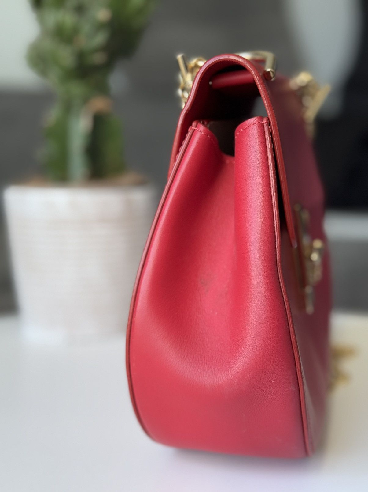 Chloe Chloe Leather Drew Bag Red Size ONE SIZE - 11 Thumbnail