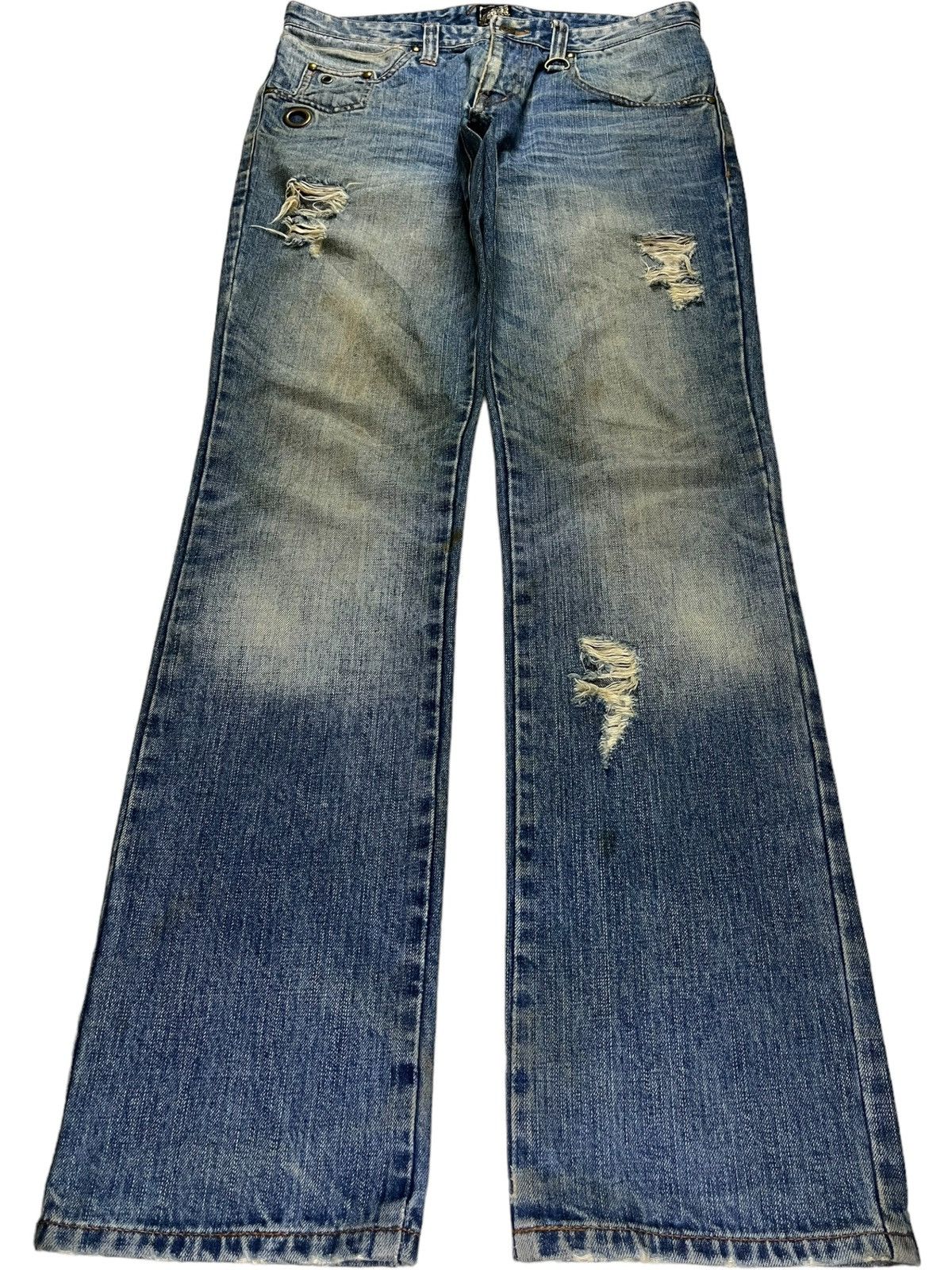 Japanese Brand Vintage Japanese Brand Mud Wash Western Style Ripped Jeans Size US 32 / EU 48 - 2 Thumbnail
