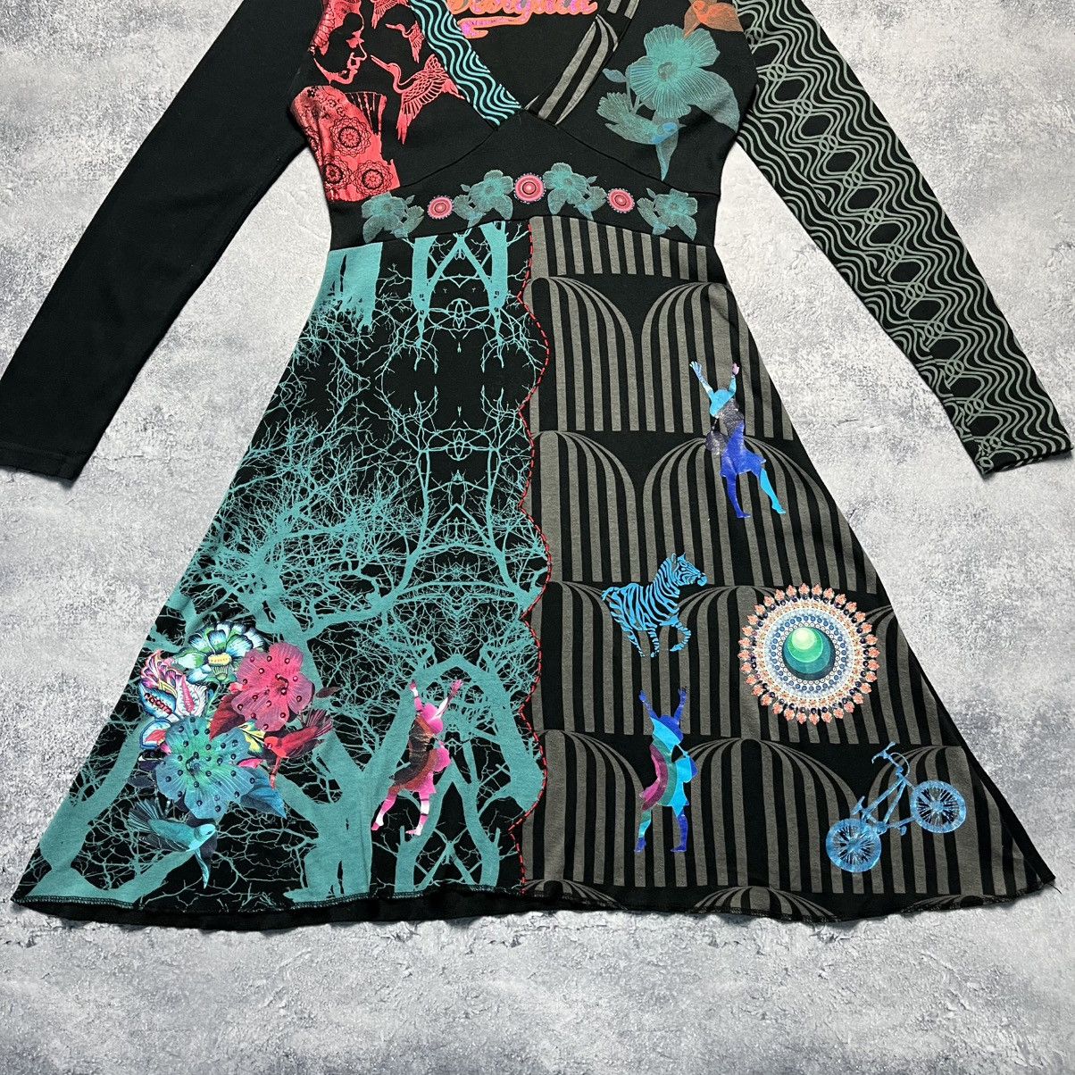 Designer × Desigual Vintage Desigual Dress Avant-Garde Ladies Long Sleeve V-Neck Size L / US 10 / IT 46 - 3 Thumbnail