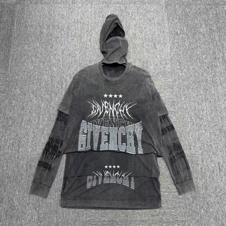 Givenchy Givenchy Washed Distressed Three Patch Hoodie Size US M / EU 48-50 / 2 - 1 Thumbnail