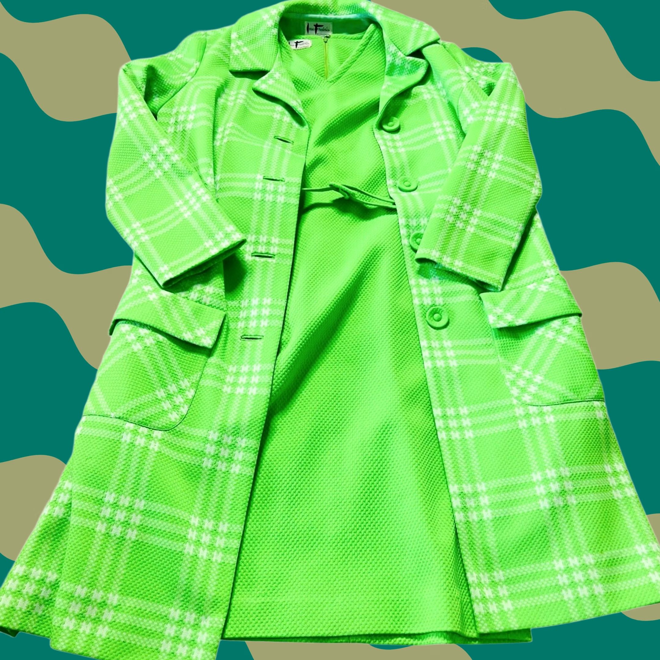 Vintage VINTAGE True Vintage Ivan Fredericks California Lime Green Neon Retro Dress Plaid Jacket Set Belt M Women Short A-Line Green 90s Retro Boys? Womens Size M / US 6-8 / IT 42-44 - 1 Thumbnail