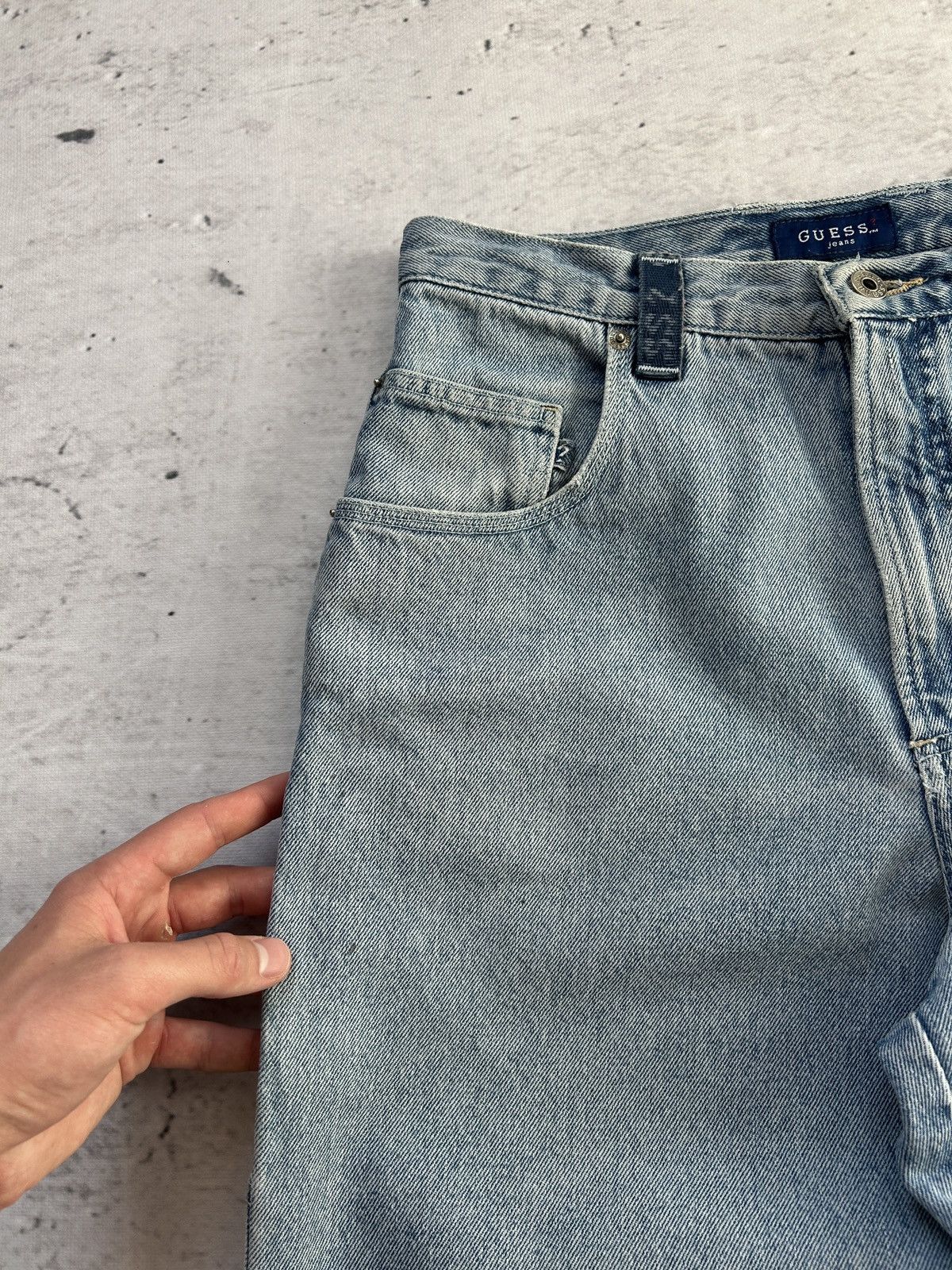 Guess × Vintage 💥Vintage Guess Baggy Distressed Carpenter Wide Denim Shorts💥 Size US 31 - 11 Thumbnail