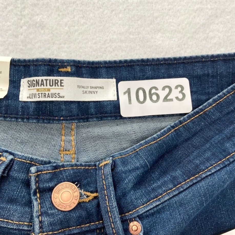 Vintage Signature Levi Strauss Gold Women's 4 Dark Wash Blue Stretch Denim Skinny Jeans Size 27" / US 4 / IT 40 - 4 Thumbnail