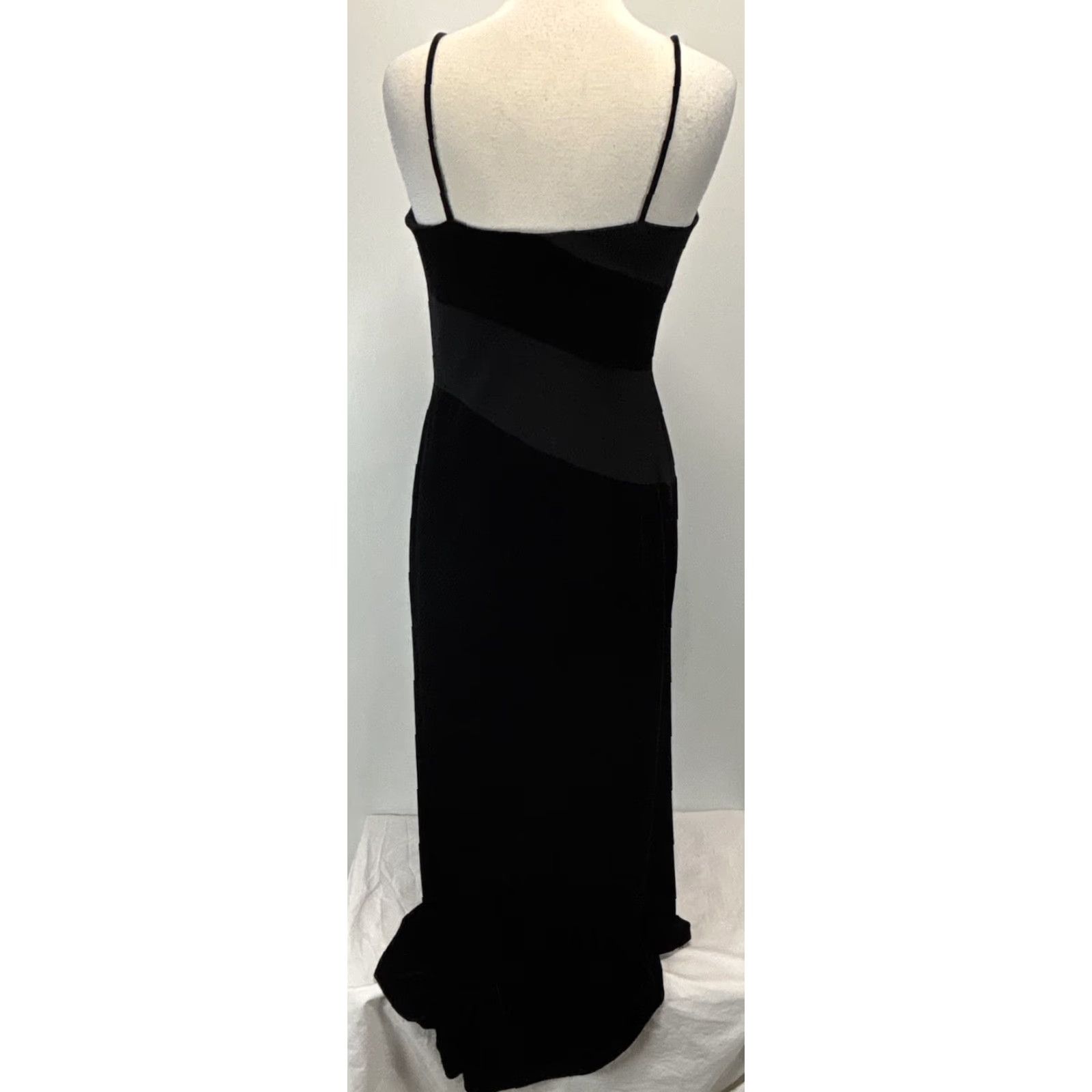 Alanui VINTAGE La Nuit Black Velvet Maxi Dress Gown 1990s Women's Size 12 Goth Eveningwear Size XL / US 12-14 / IT 48-50 - 3 Thumbnail
