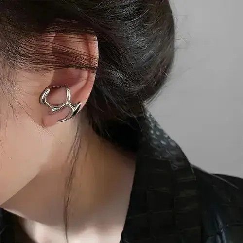 Jewelry Irregular Liquid Metal Hollow Earrings in Silver, Men's