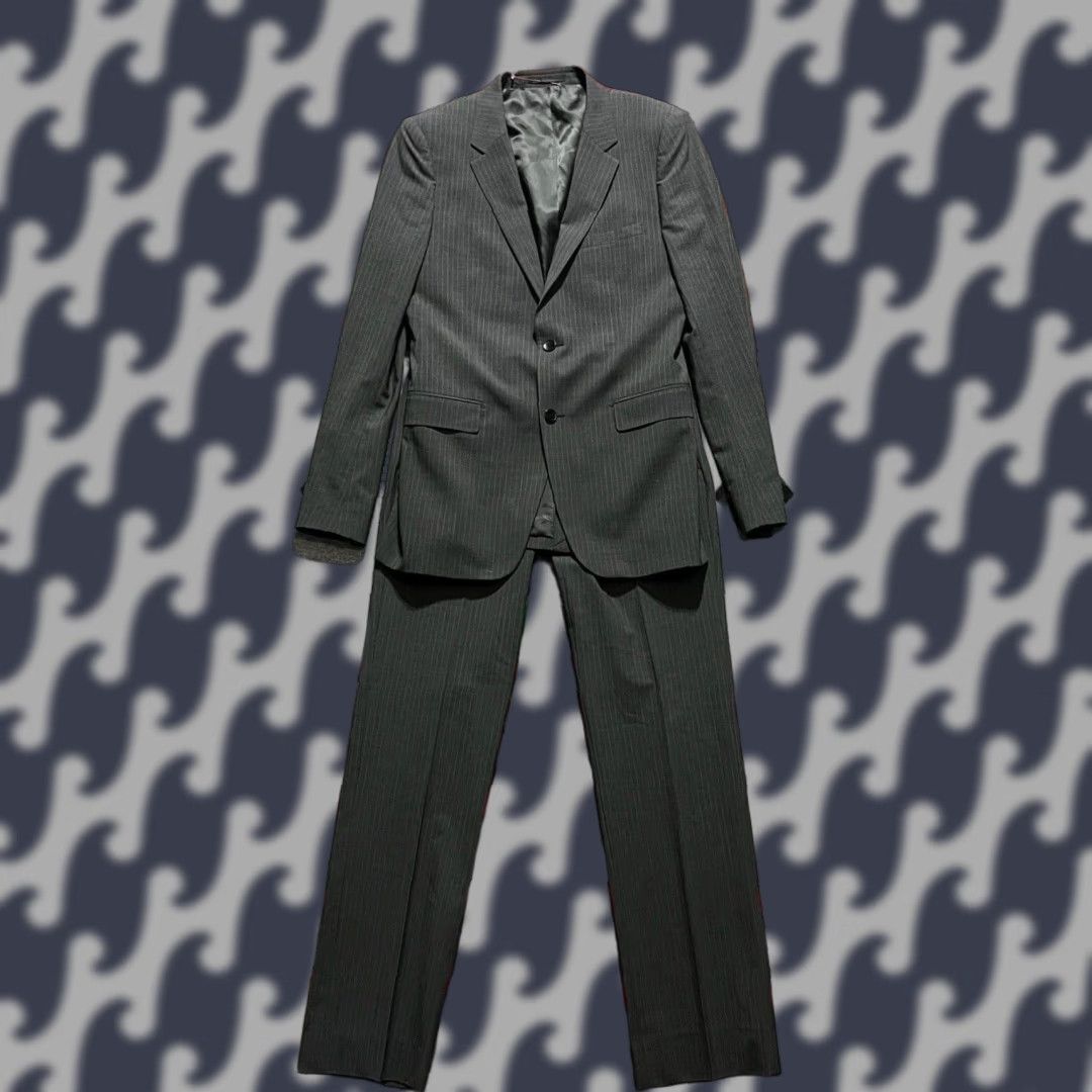 Theory Men's Size 40L Slim Fit Gray Stripe Wool Sport Coat Suit