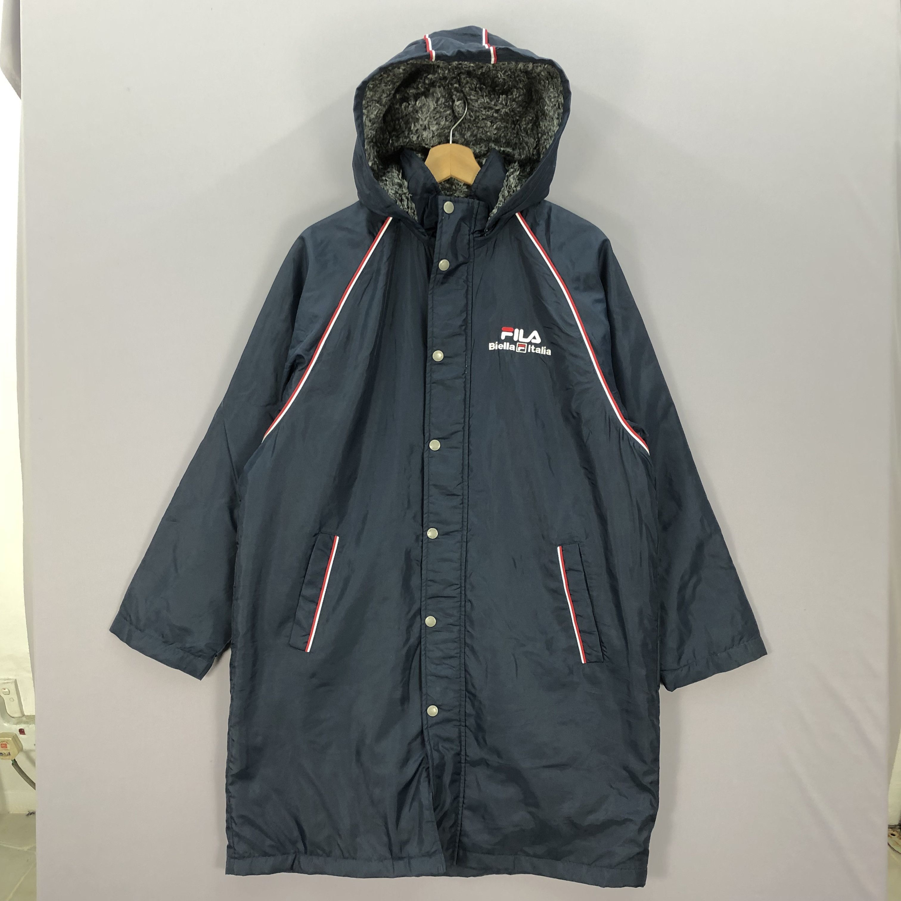 Fila × Vintage Vintage Fila Fleece Hoodie Windbreaker Long Coach Jacket Size US L / EU 52-54 / 3 - 2 Thumbnail