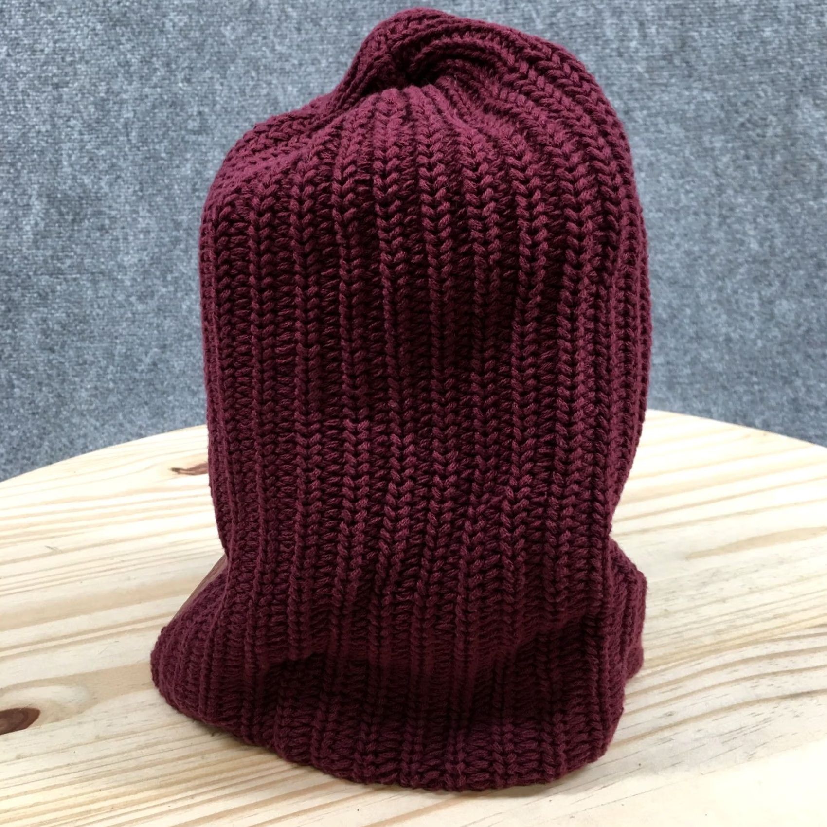 Vintage Love Your Melon Beanie Mens One Size Marroon Knitted Cuffed Winter Hat Cotton Size ONE SIZE - 5 Thumbnail
