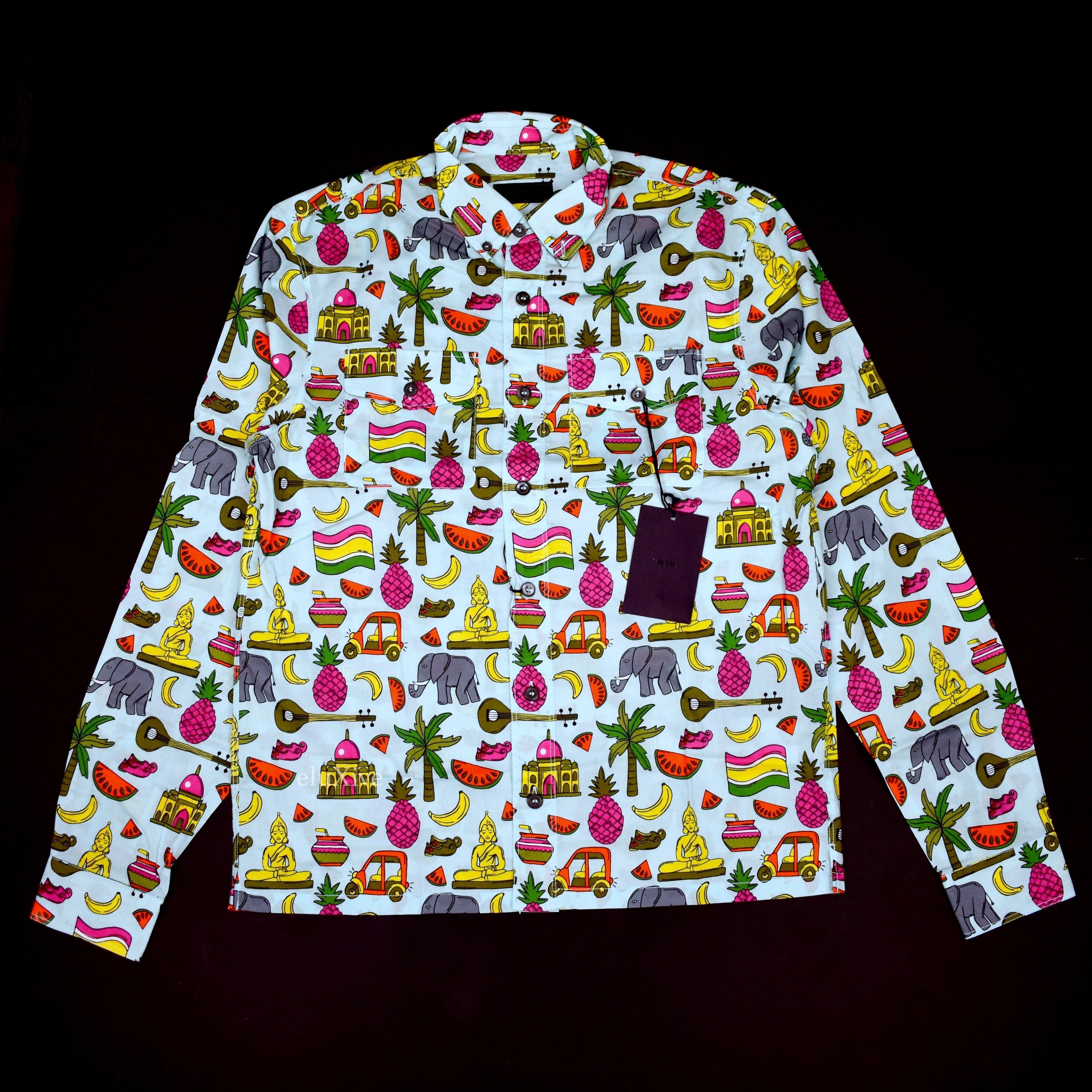 Prada PRADA Button Down Souvenir Shirt Allover Print India Size US L / EU 52-54 / 3 - 1 Thumbnail