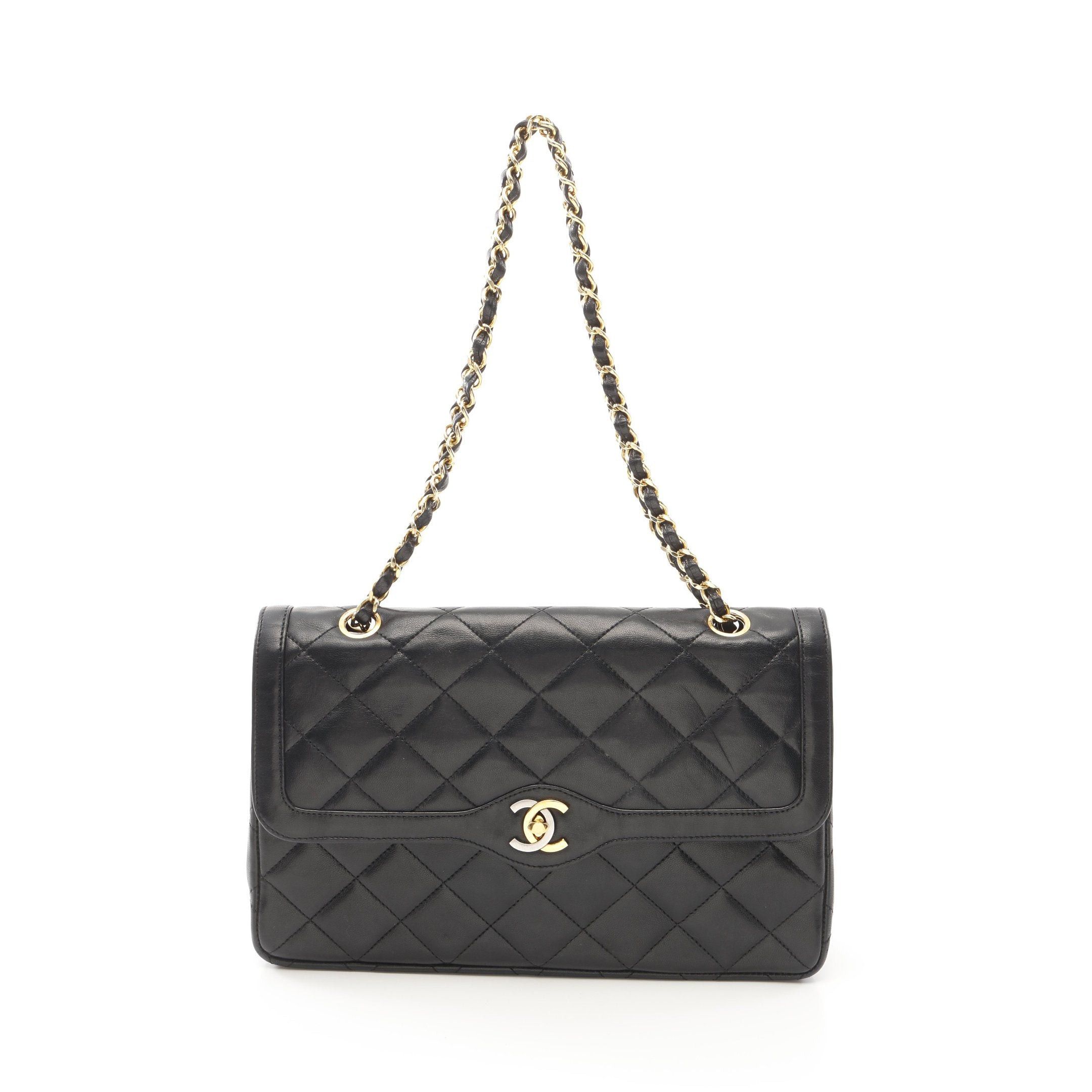 Chanel Chanel Matelasse Double Flap Chain Shoulder Bag Lambskin Black Combination Metal Fittings Paris Exclusive Size ONE SIZE - 1 Thumbnail