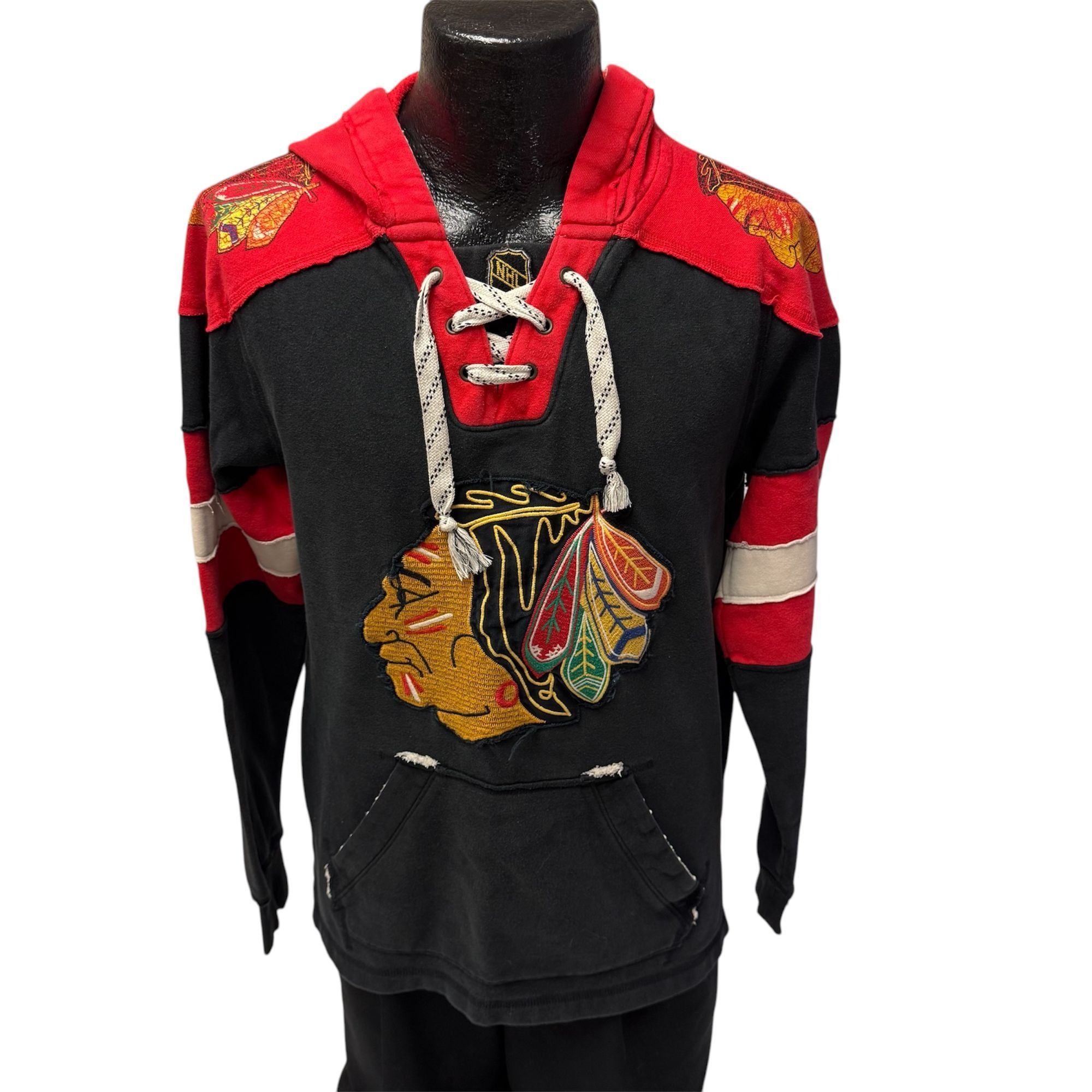 Ccm Vtg CCM NHL Red Black Color Block CHIEFS Pullover Hoodie Size US S / EU 44-46 / 1 - 2 Thumbnail