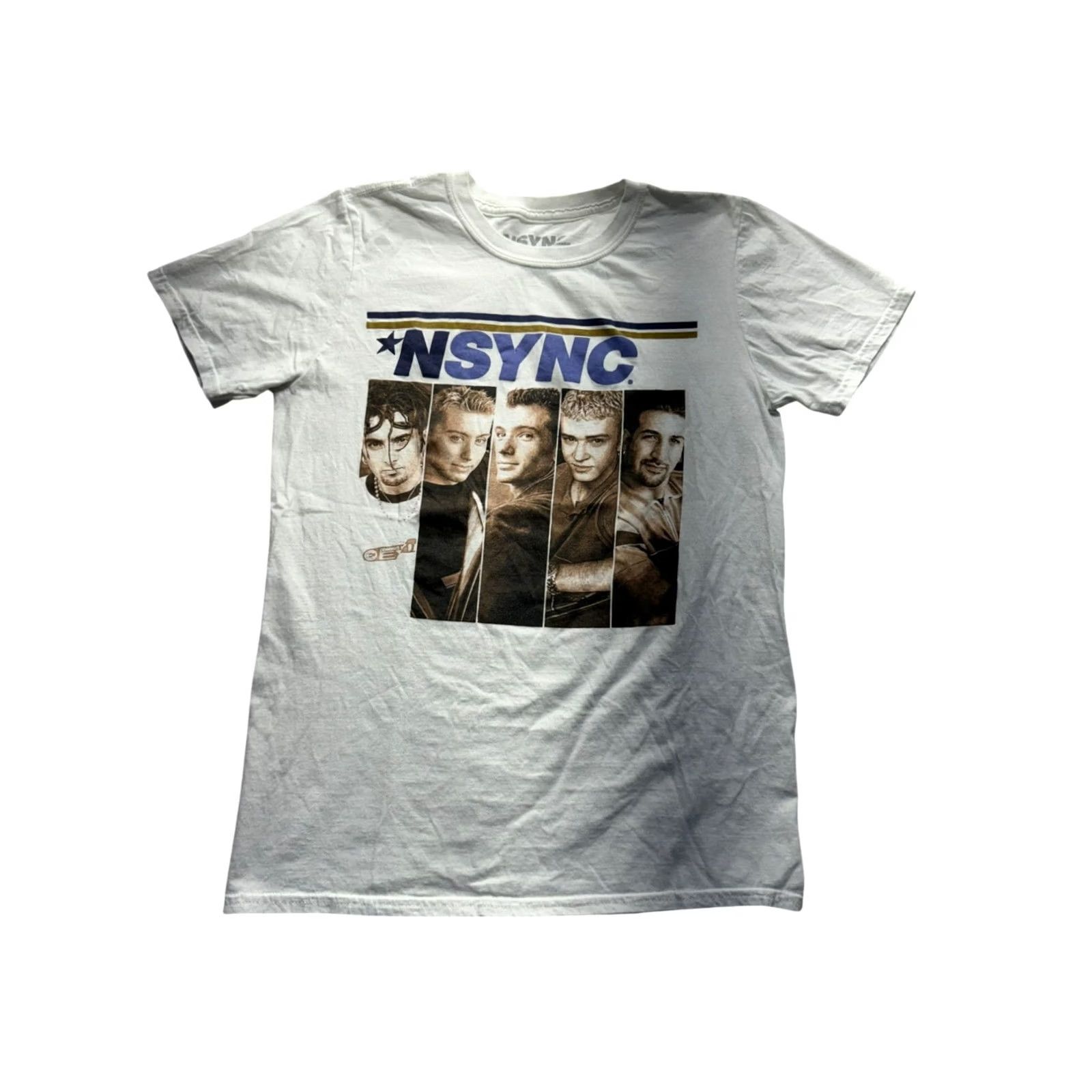 Vintage NSYNC Graphic Tee Mens T-Shirt Small White Graphic NSYNC Band Members 90s Concert Style Vintage Womens Small Size US S / EU 44-46 / 1 - 2 Thumbnail