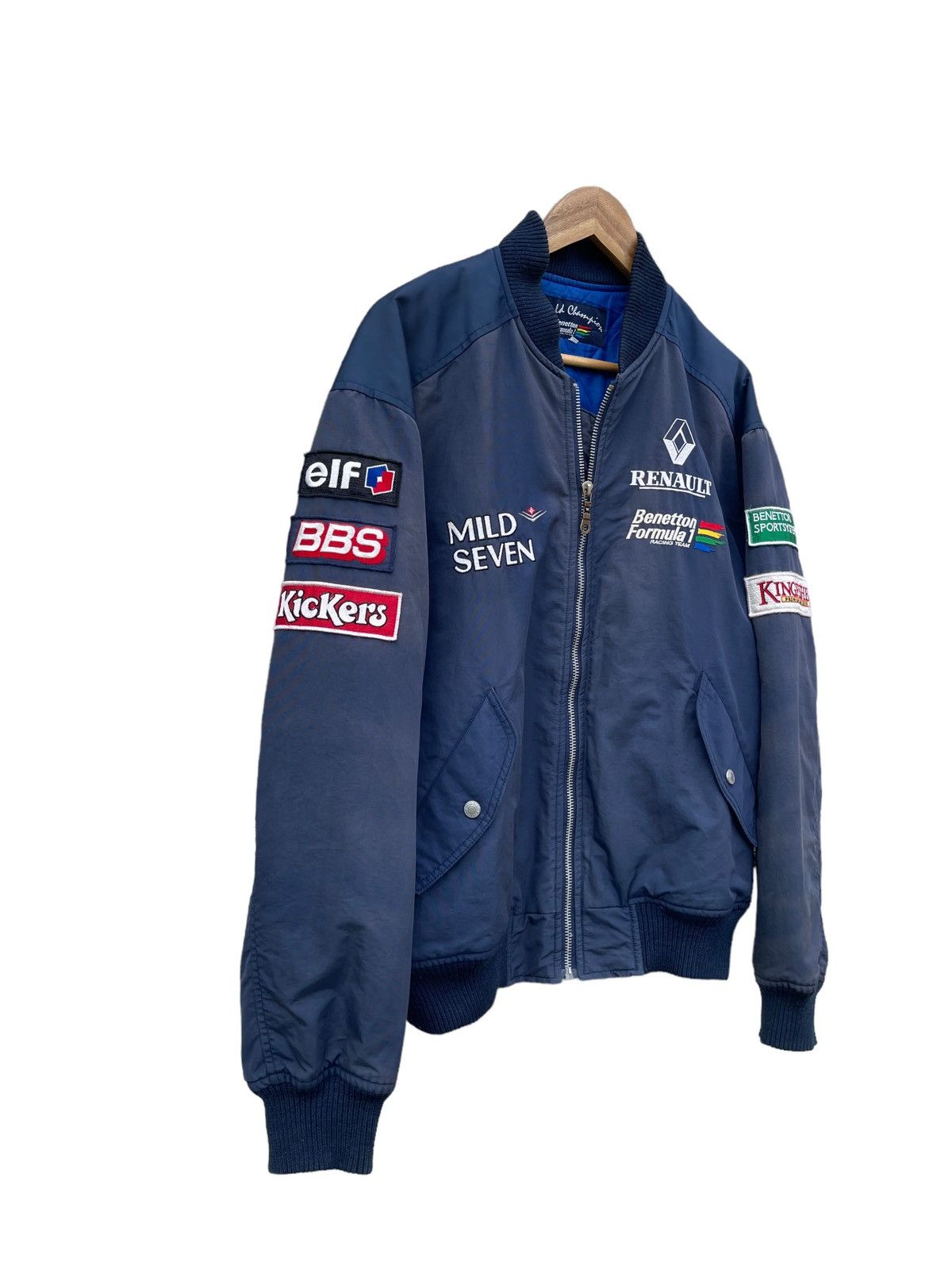 Benetton × Vintage Vintage Benetton Formula 1 Word Champion Bomber Jacket Size US L / EU 52-54 / 3 - 3 Thumbnail