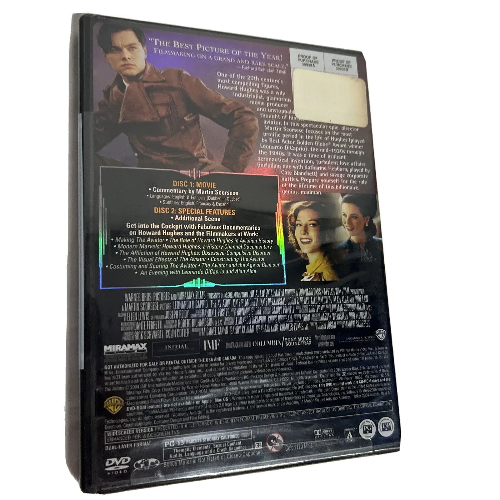 Vintage 2 Disc DVD Set Aviator Movie Drama Leonardo DiCaprio New Size ONE SIZE - 2 Thumbnail
