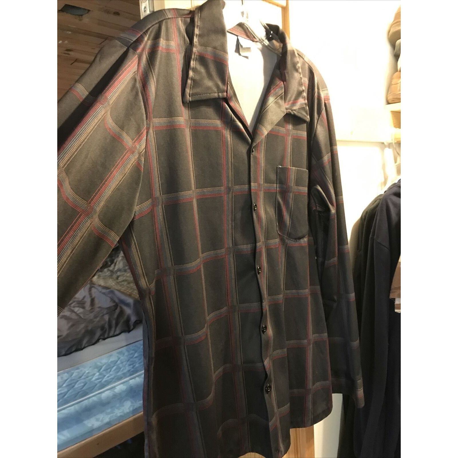 Other Marina of California VTG Mens L Brown Striped LS Poly Shirt Size US L / EU 52-54 / 3 - 4 Thumbnail