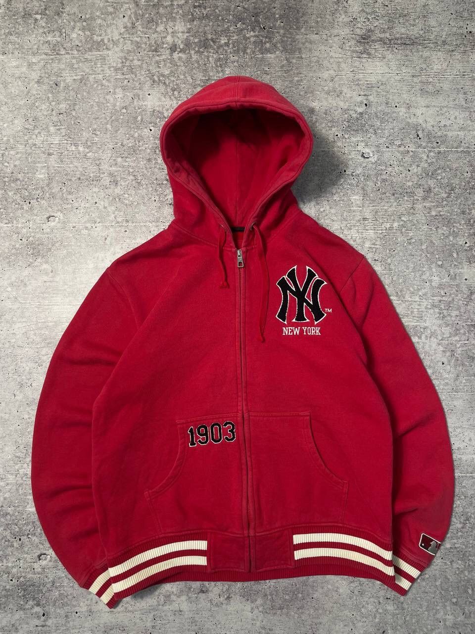 New York Yankees Vintage New York Yankees Big Logo Zip Up Hoodie Y2K Size US L / EU 52-54 / 3 - 1 Thumbnail