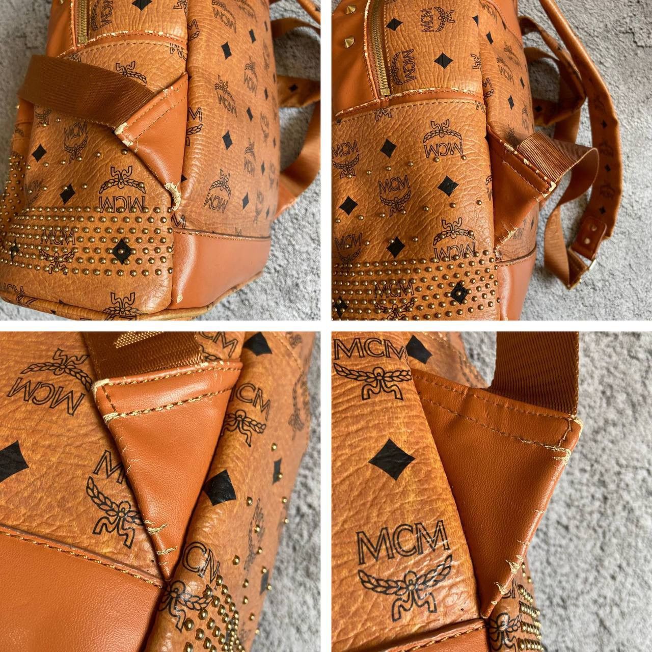 MCM MCM Studded Backpack Leather Distressed Size ONE SIZE - 9 Thumbnail