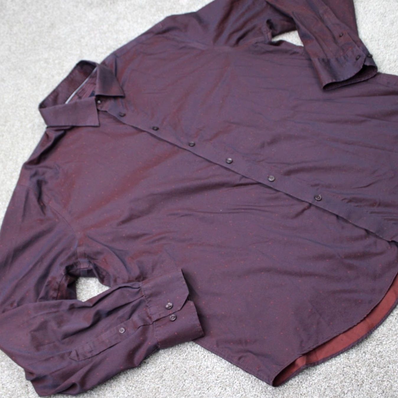 Egara Egara Shirt Mens 2XL XXL Red Geometric Slim Fit Stretch Non-Iron Long Sleeve Shirt Size US XXL / EU 58 / 5 - 5 Thumbnail