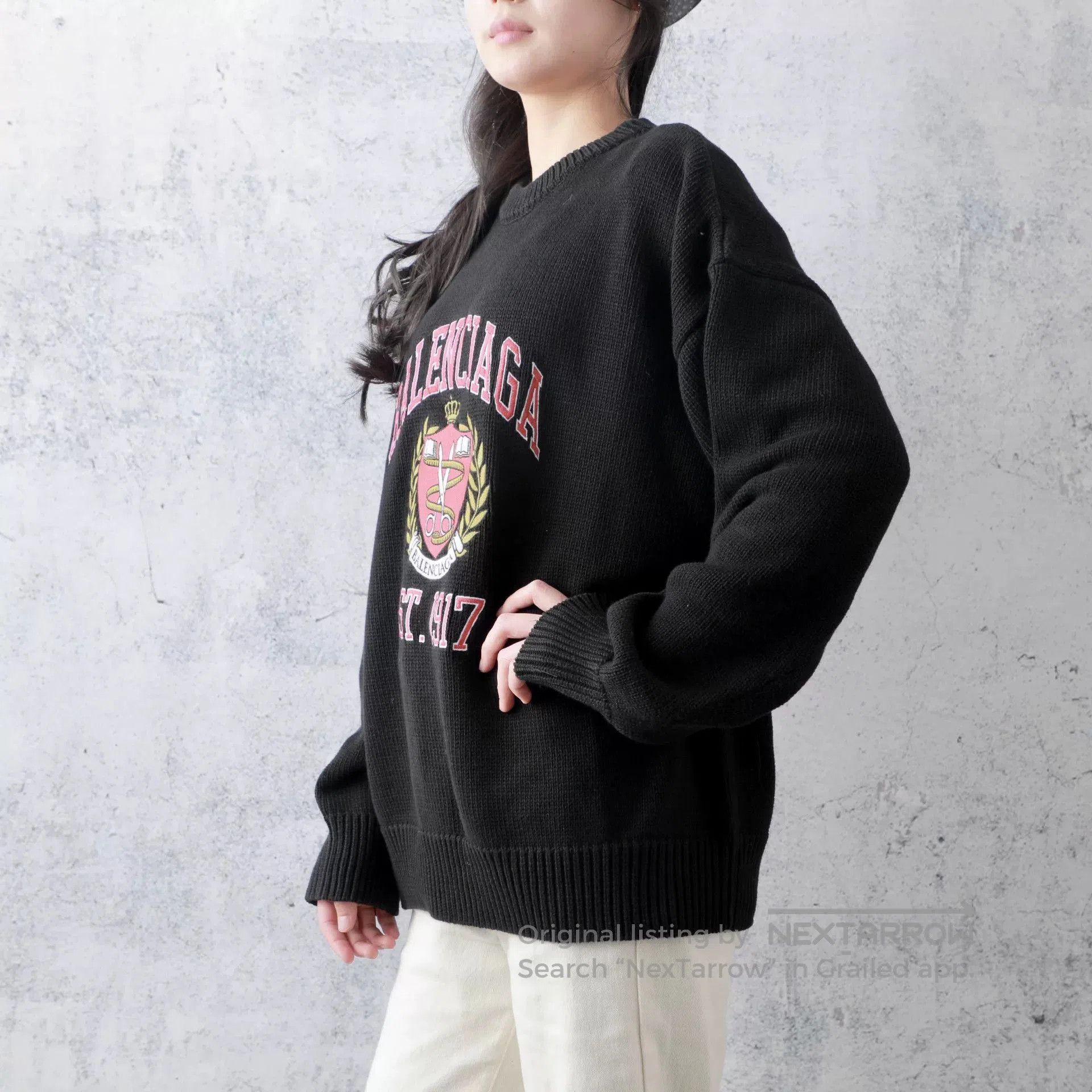 Balenciaga Balenciaga Black Scissors Wheat Embroidery Sweater. Size M / US 6-8 / IT 42-44 - 5 Thumbnail