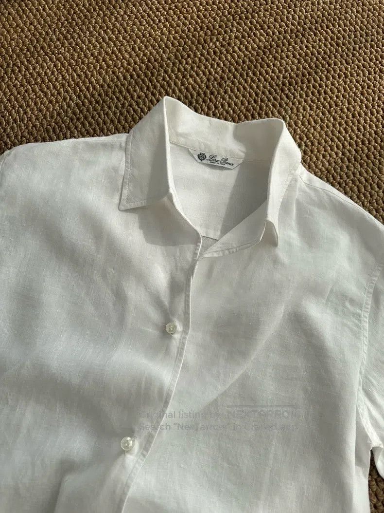 Loro Piana Loro Piana Linen Solid Mother-of-Pearl Button Shirt, White Size S / US 4 / IT 40 - 5 Thumbnail