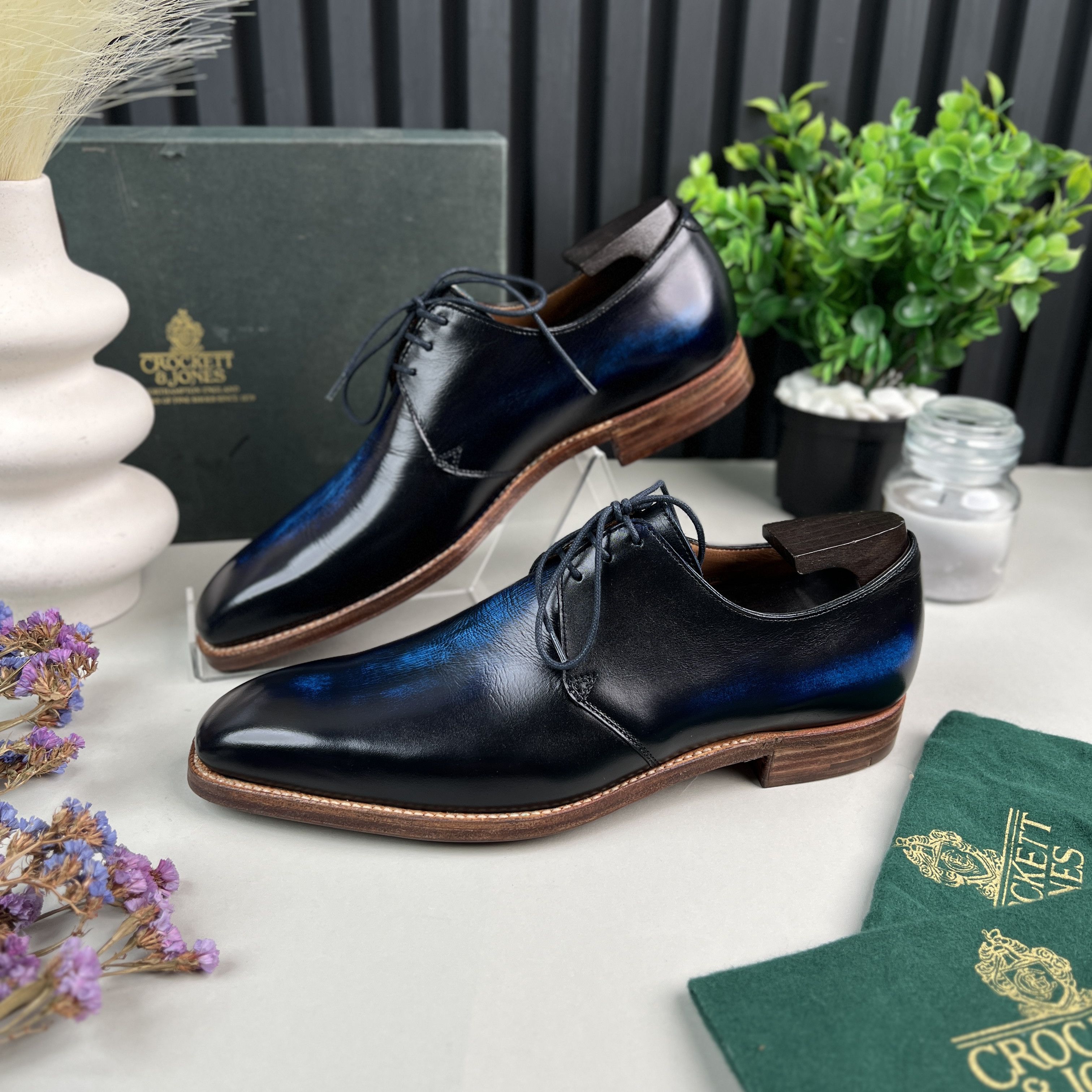 Crockett & Jones Highbury Derby Dress Blue Patina Leather Size US 8 / EU 41 - 5 Thumbnail