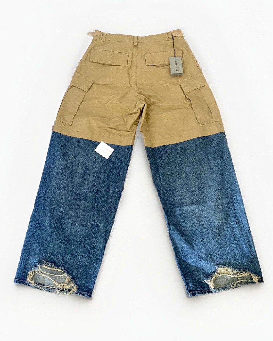 Balenciaga Balenciaga Patch Cotton Wide Cargo Pants Beige Blue Small Size US 30 / EU 46 - 2 Thumbnail