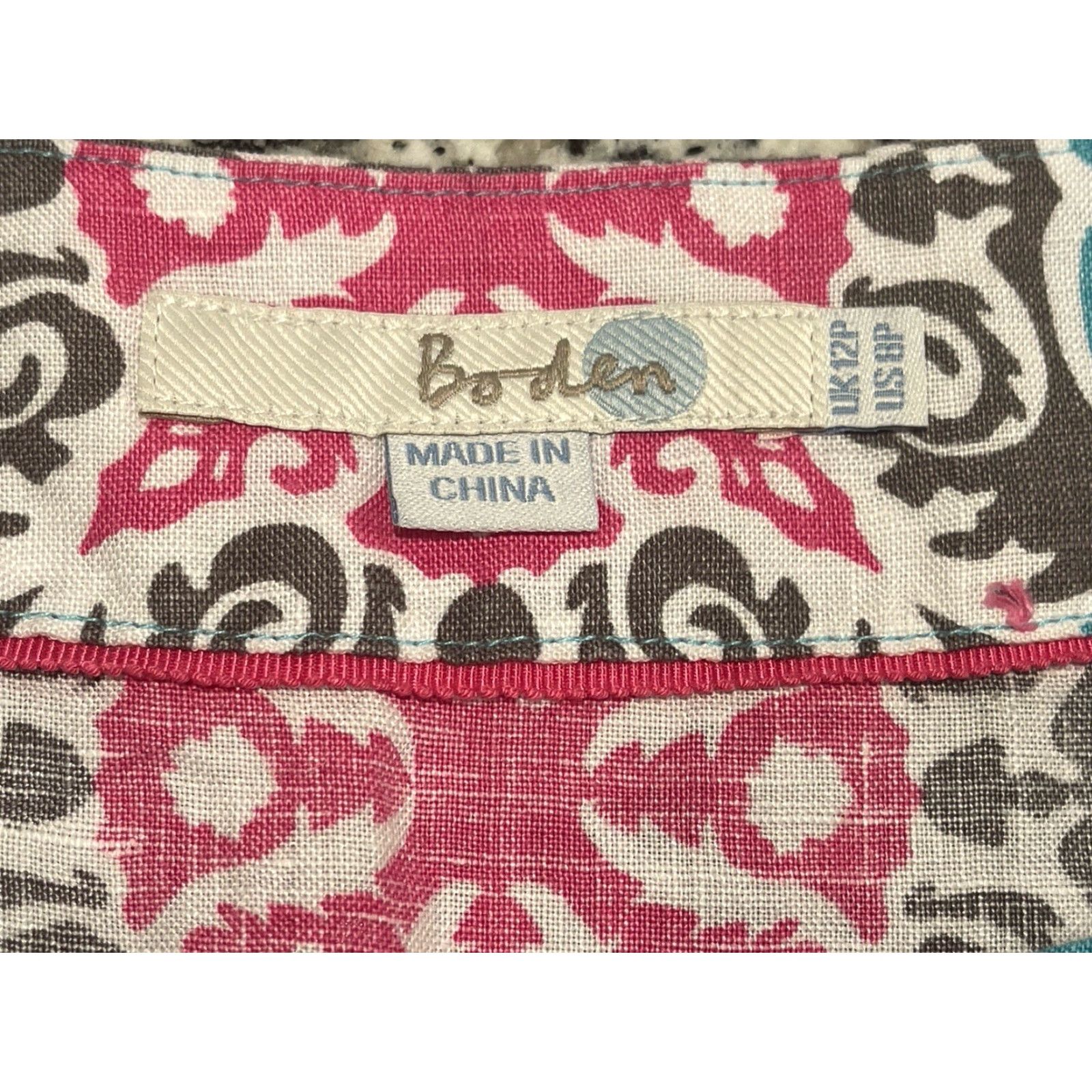 Boden Boden Kate Dress Mini Linen 100% Multicolor 8P Petite Women Blue Pink White Lattice US Size 8P Size M / US 6-8 / IT 42-44 - 2 Thumbnail
