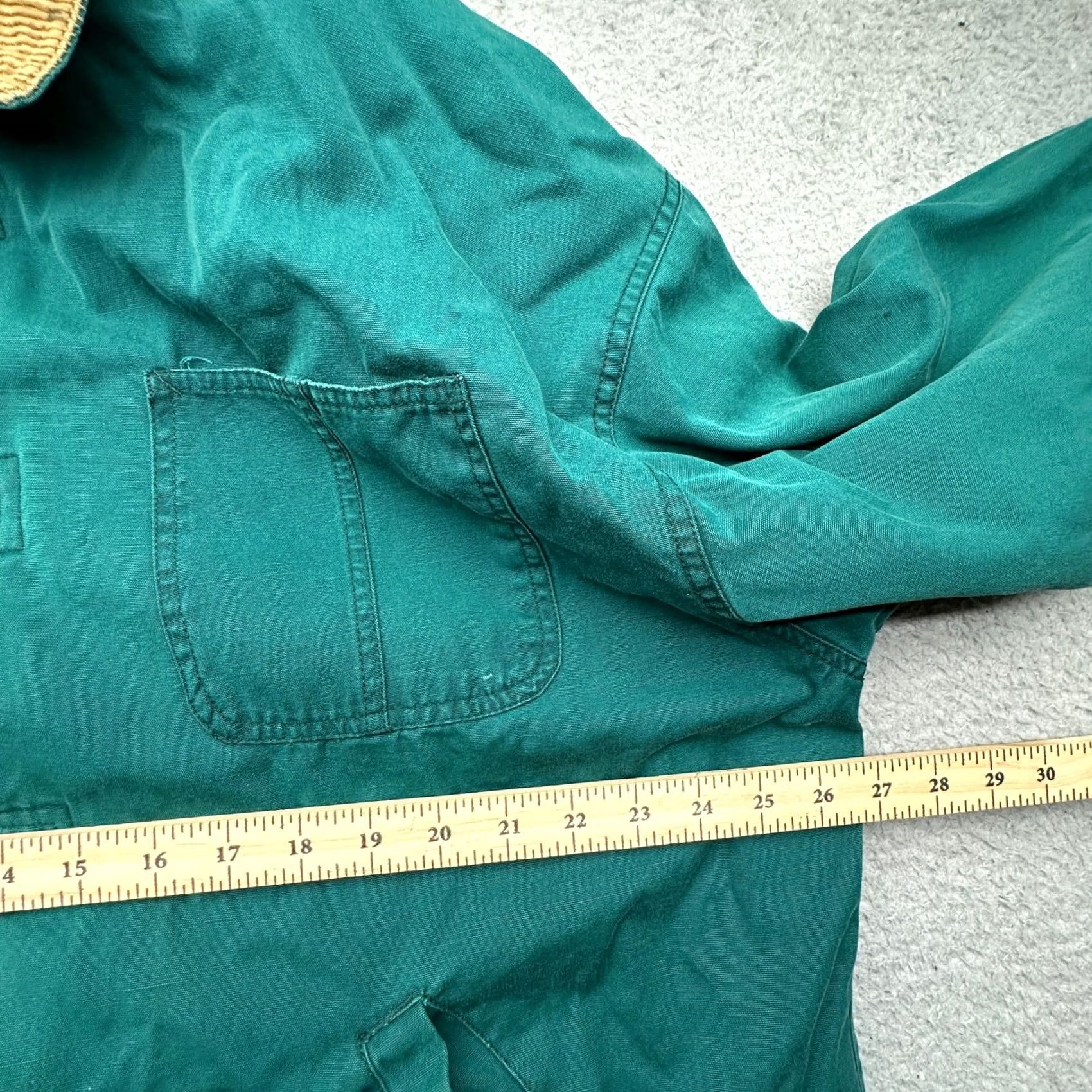 Vintage VINTAGE Saddlebrook Coat Men's Large Green Plaid Lined Barn Chore Canvas Corduroy Button Long Overcoat Size US L / EU 52-54 / 3 - 5 Thumbnail