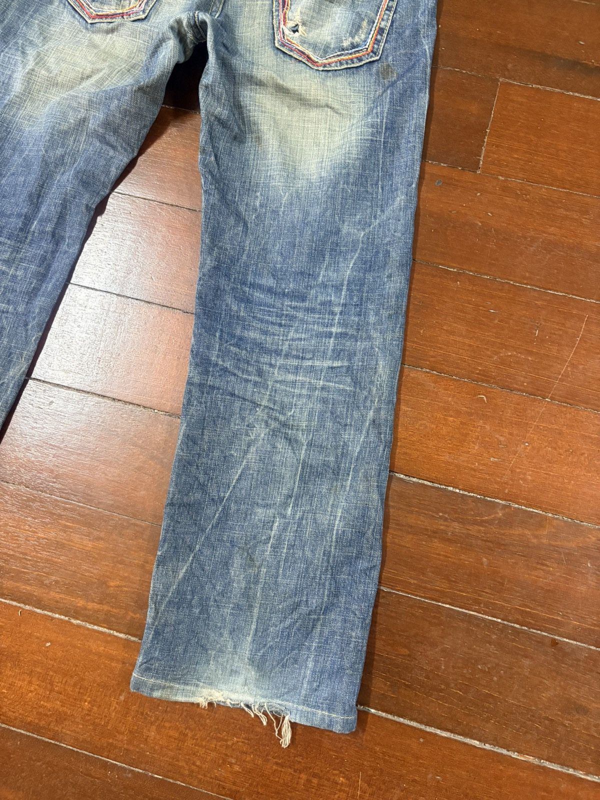 Hysteric Glamour SICK RUSTY RED PAPER VINTAGE DENIM distressed mud wash flare Size US 32 / EU 48 - 12 Thumbnail