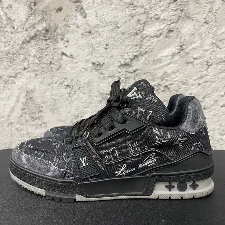 Louis Vuitton Louis Vuitton LV Trainer Black Denim Sneakers -2505 Size US 5 / EU 37 - 2 Thumbnail