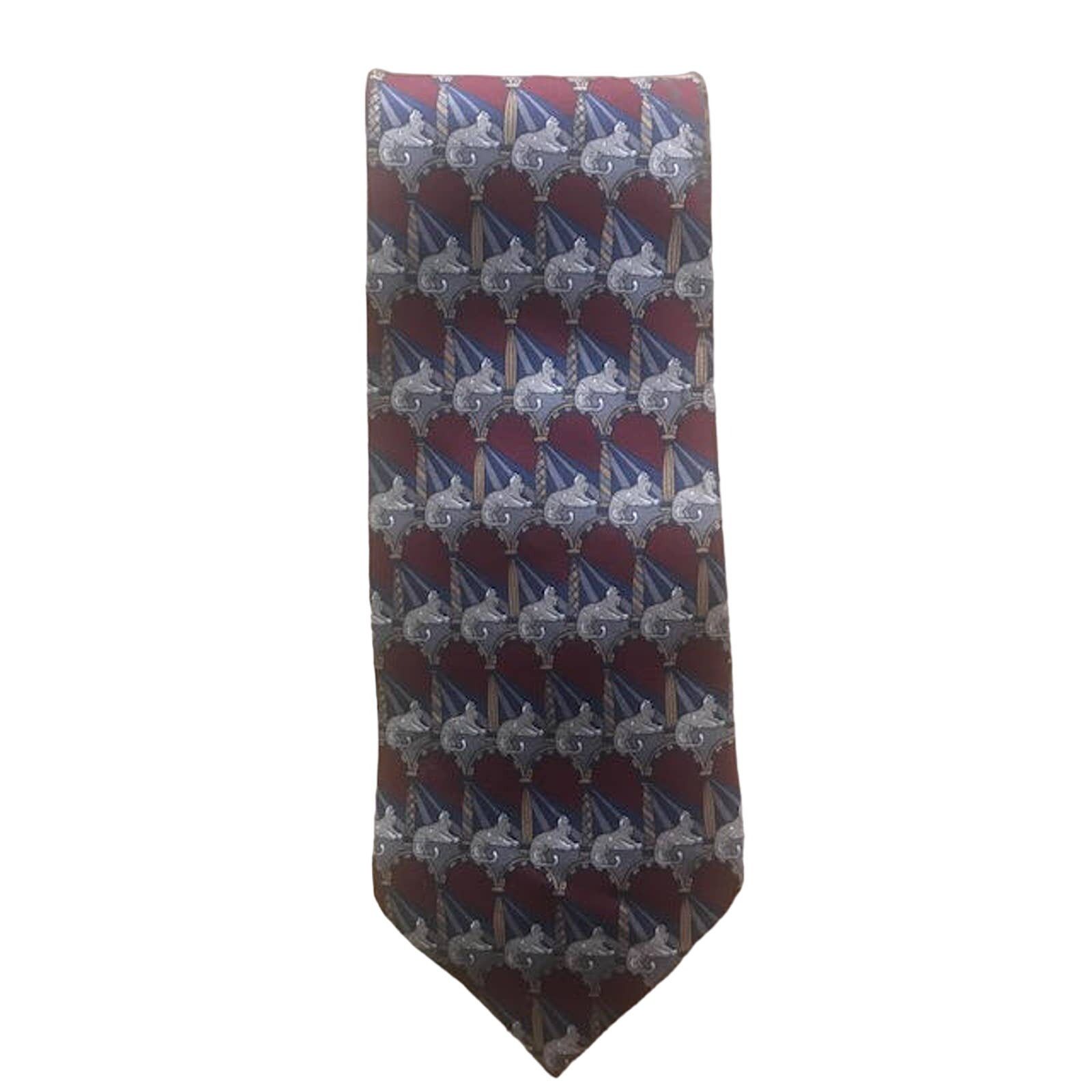 Geoffrey Beene Vintage Wide Geoffrey Beene Silk Maroon Lion Sphinx Tie Size ONE SIZE - 2 Thumbnail