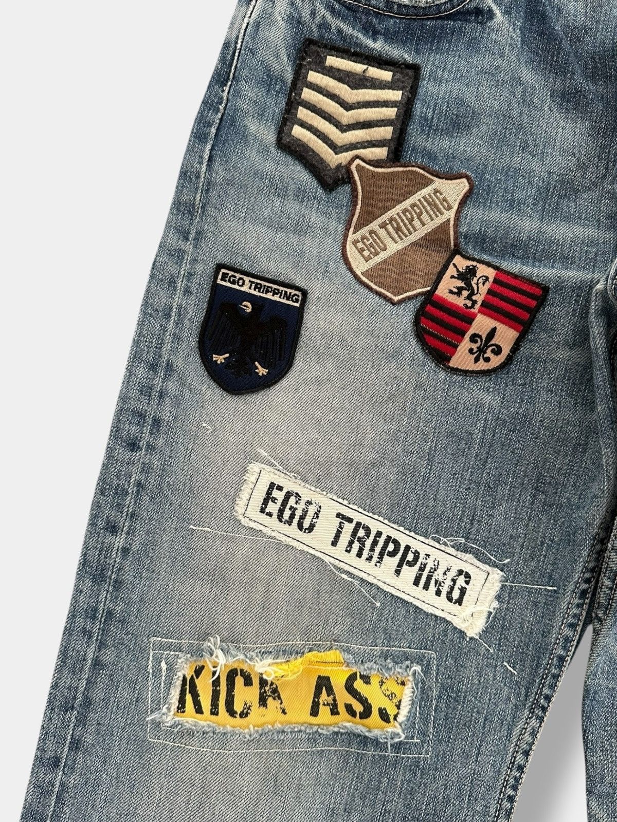 Ego Tripping ego tripping “damn” “kick a*s” patchwork denim Size US 32 / EU 48 - 2 Thumbnail