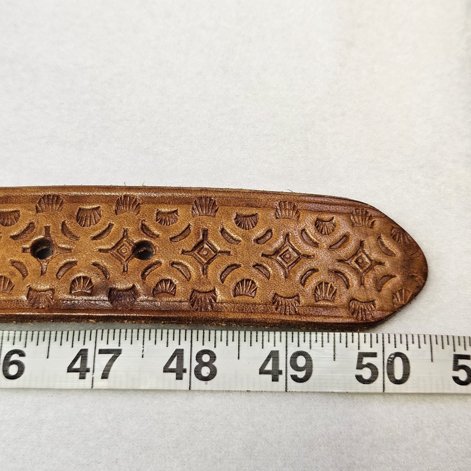 Vintage Tooled Leather Western Belt Southwestern Removable Buckle Size 42 - 13 Thumbnail