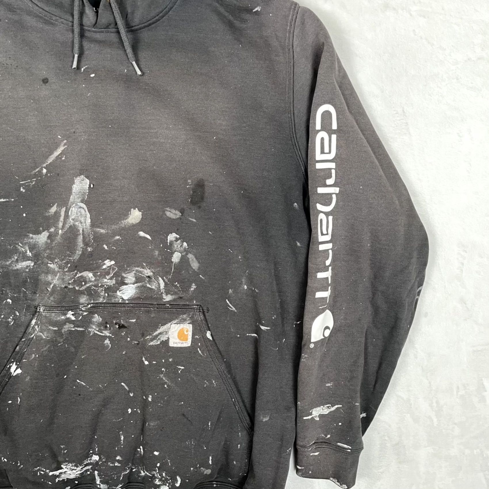 Carhartt Carhartt Hoodie Sweatshirt Mens XL Tall Original Fit Arm Spell Out Paint Thrash Size US XL / EU 56 / 4 - 4 Thumbnail