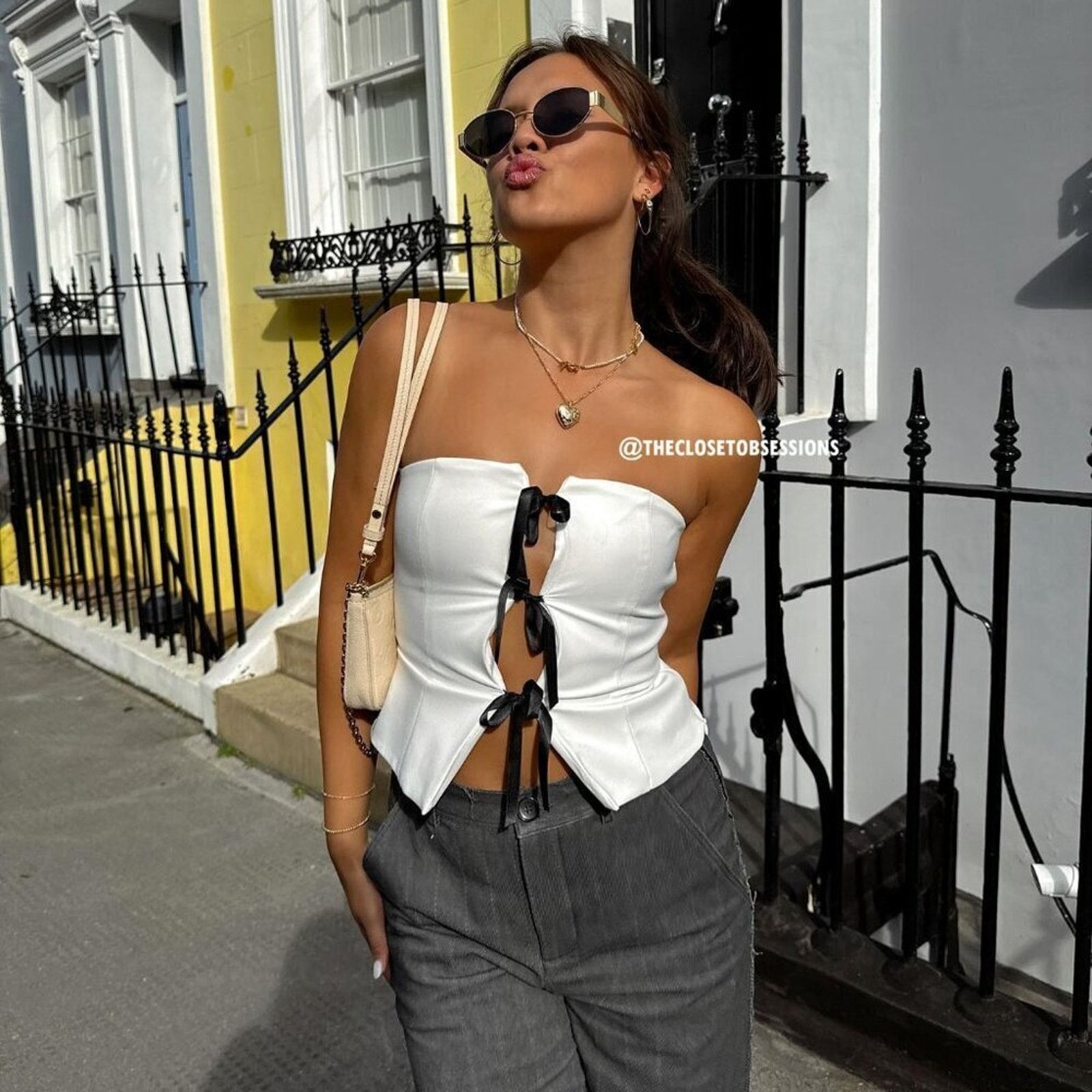 Zara ZARA BLOGGER FAVE!!! Corset-Style Top with Contrast Ties Size L / US 10 / IT 46 - 10 Thumbnail